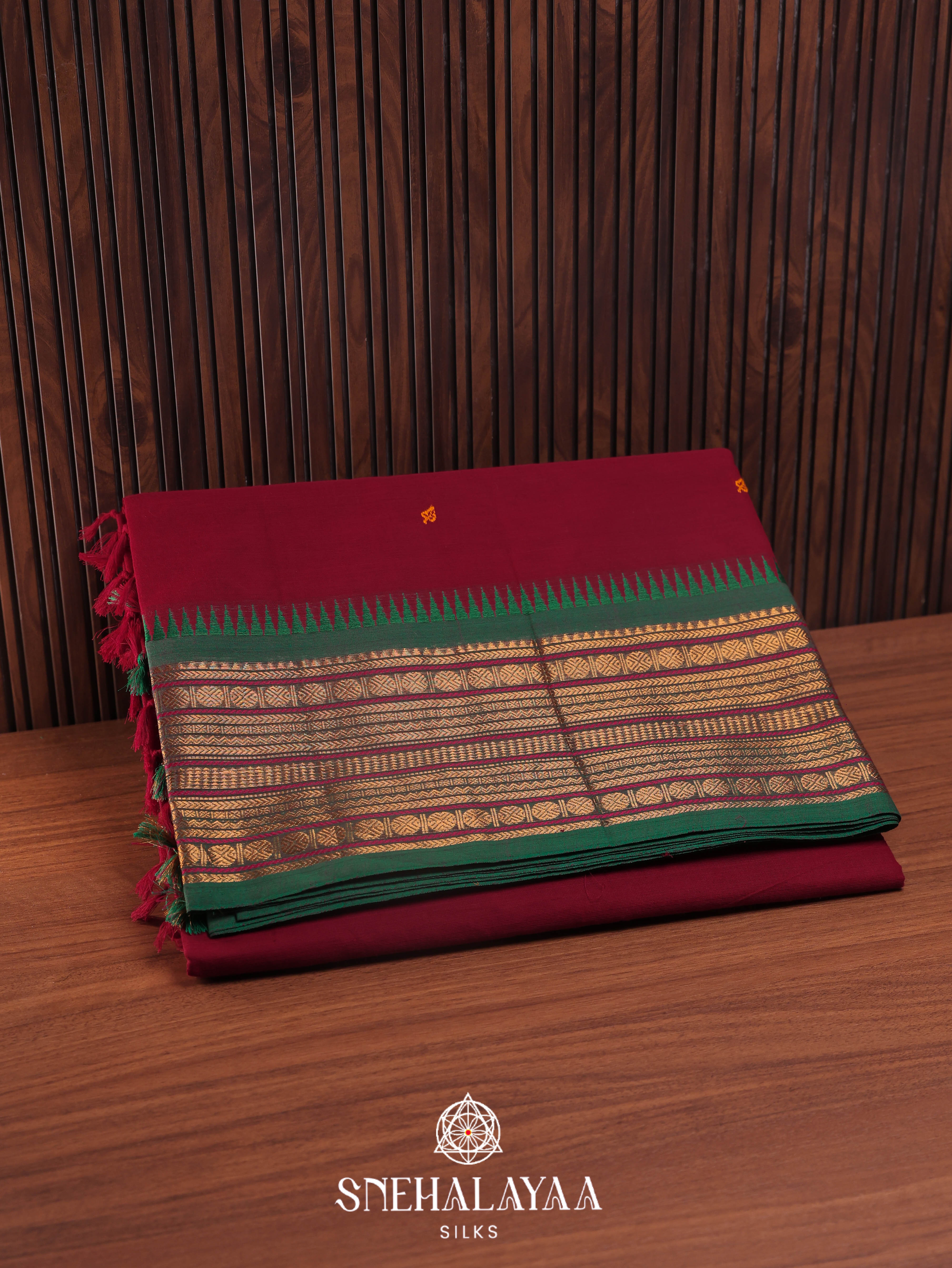 Maroon Kanchi Cotton Saree