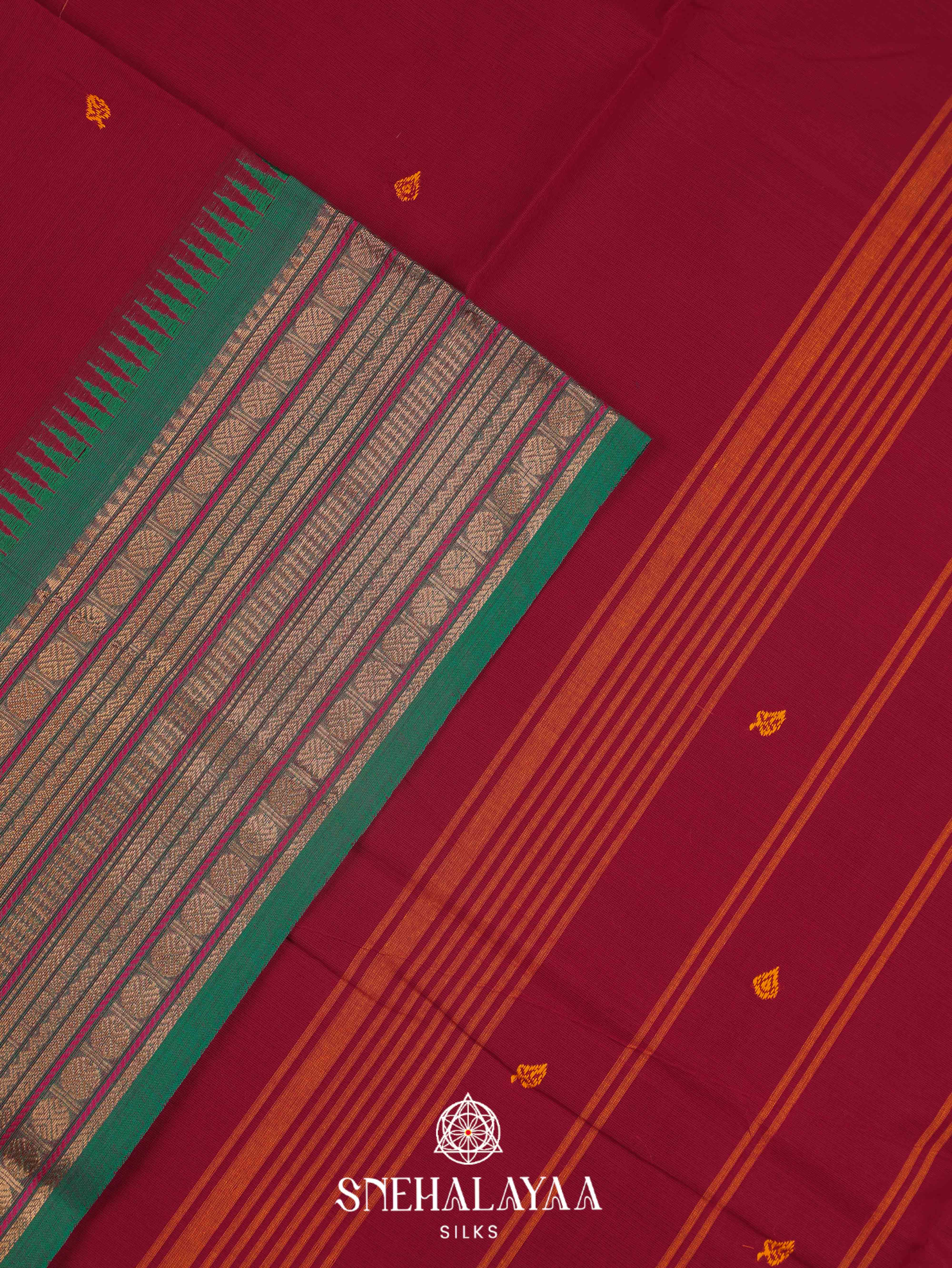 Maroon Kanchi Cotton Saree