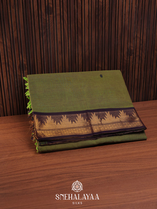 Olive Green Kanchi Cotton Saree