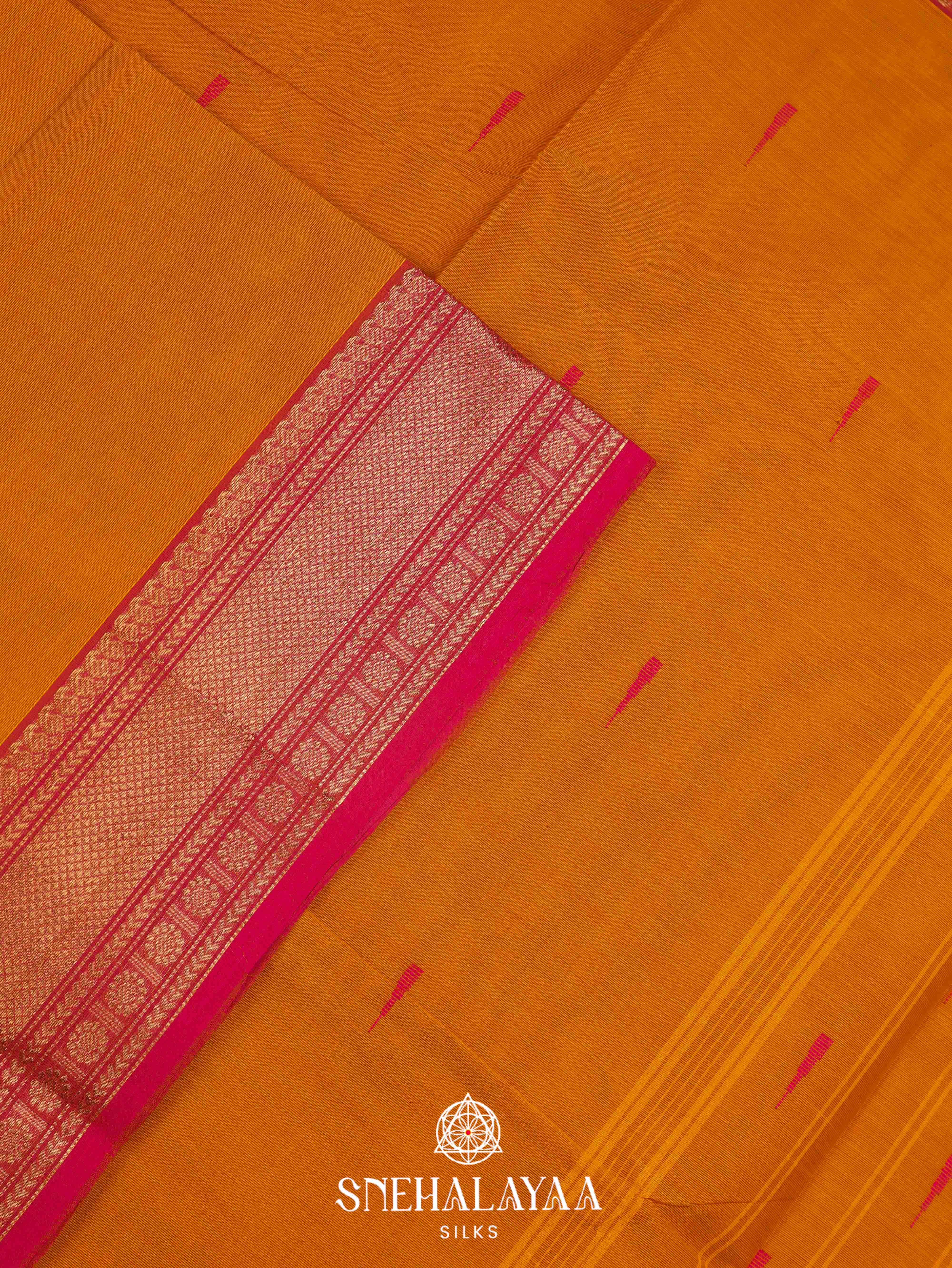 Mustard Yellow Kanchi Cotton Saree