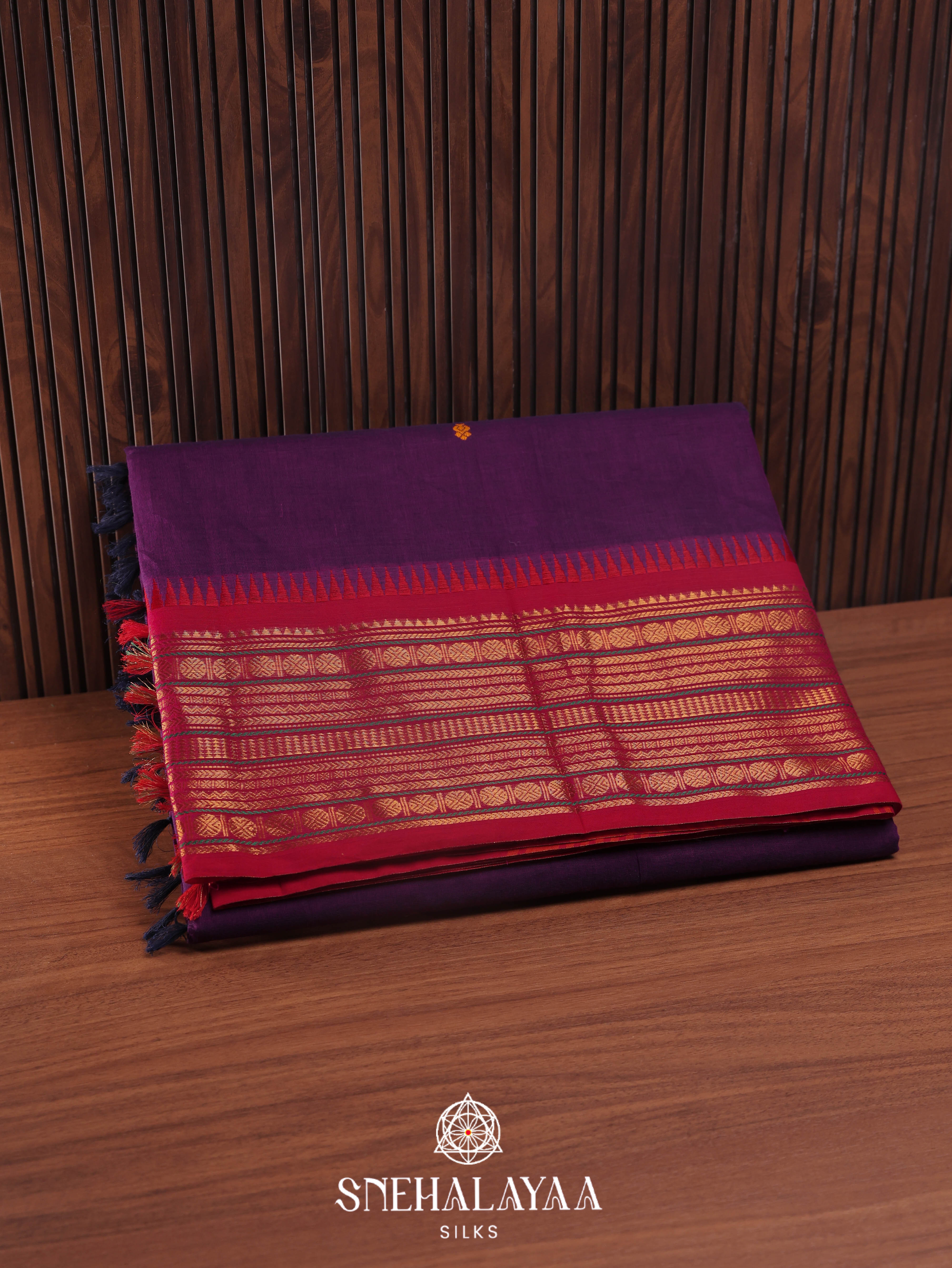 Violet Kanchi Cotton Saree