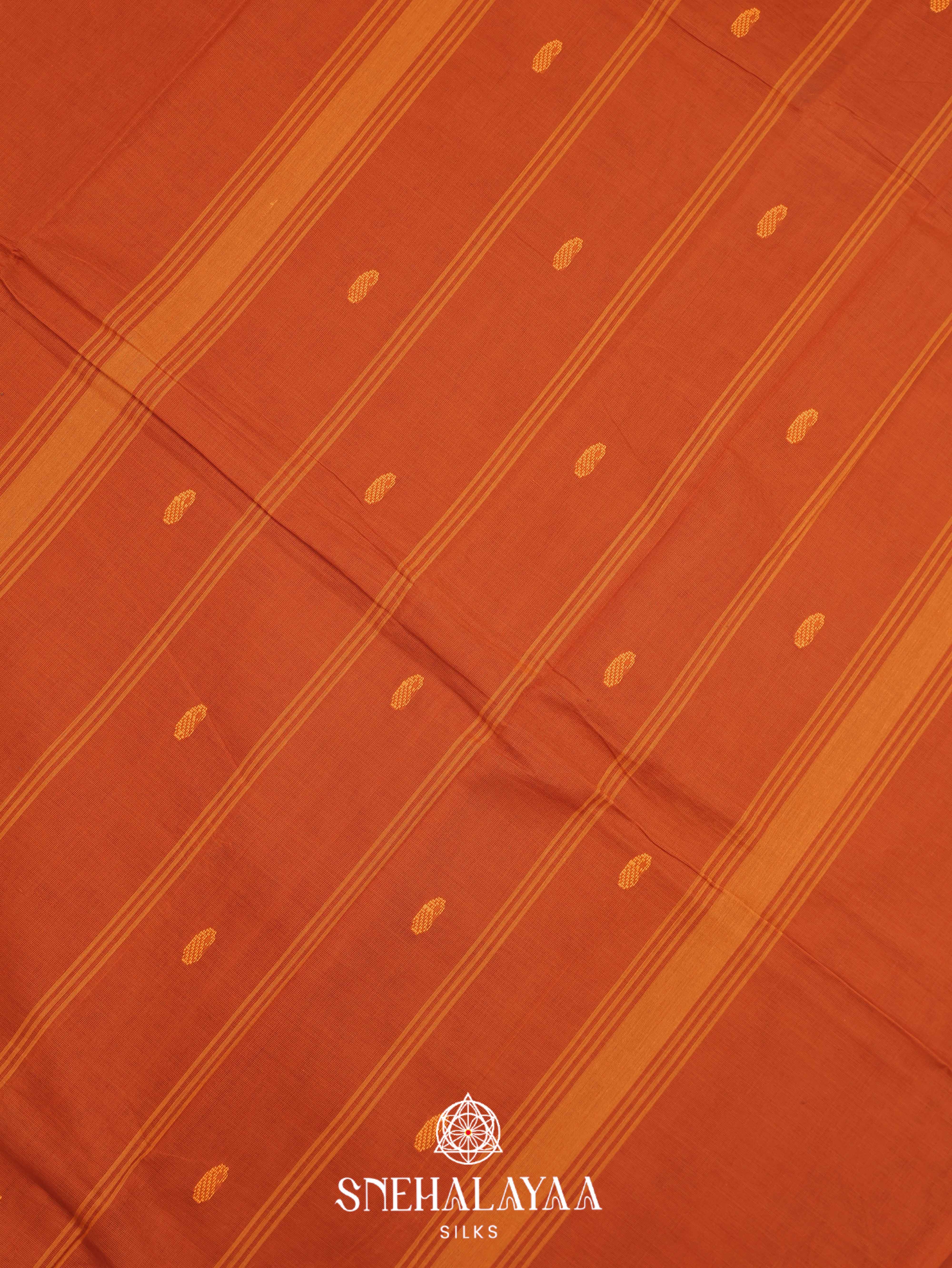Rust Orange Kanchi Cotton Saree