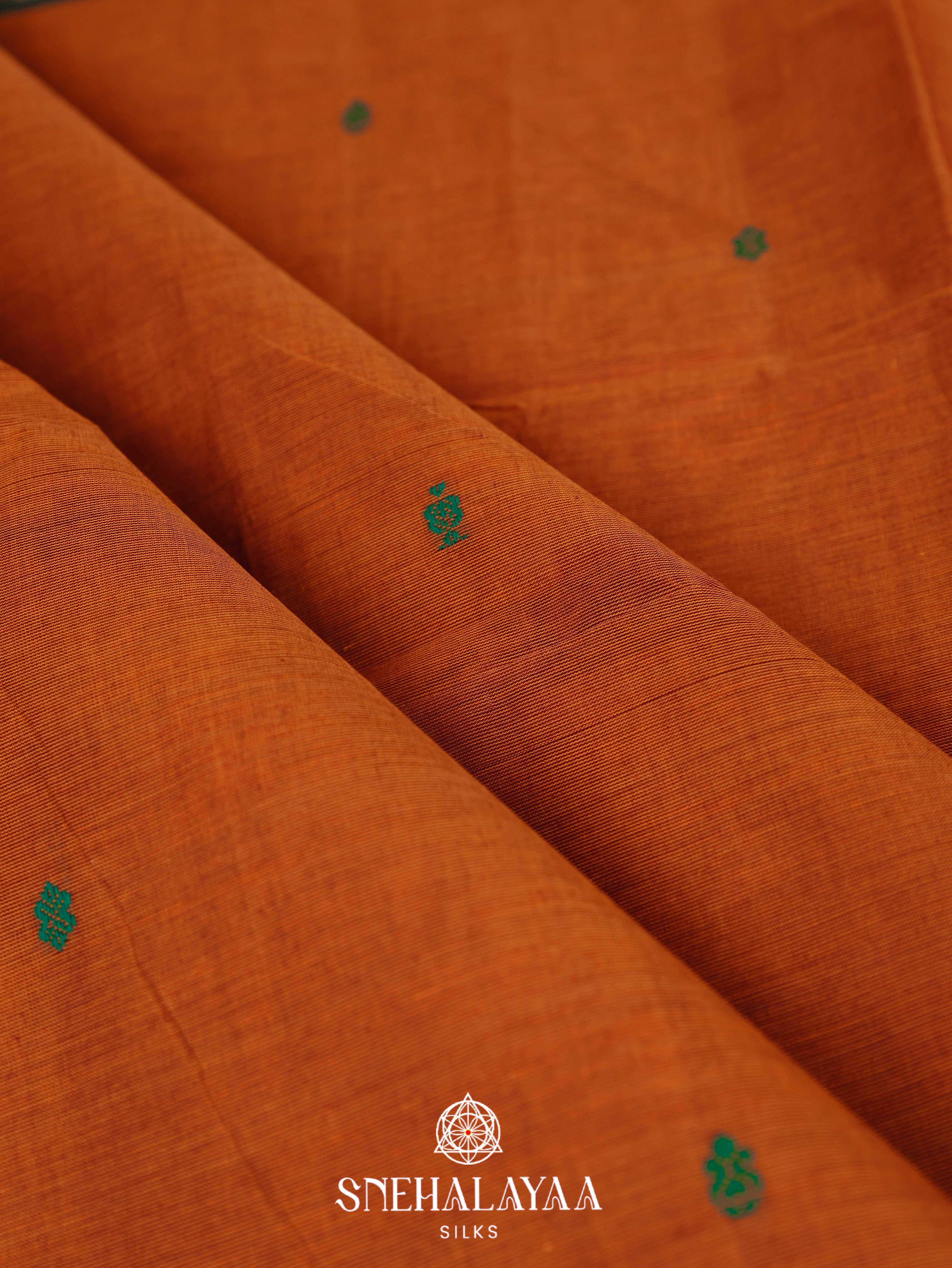 Rust Orange Kanchi Cotton Saree