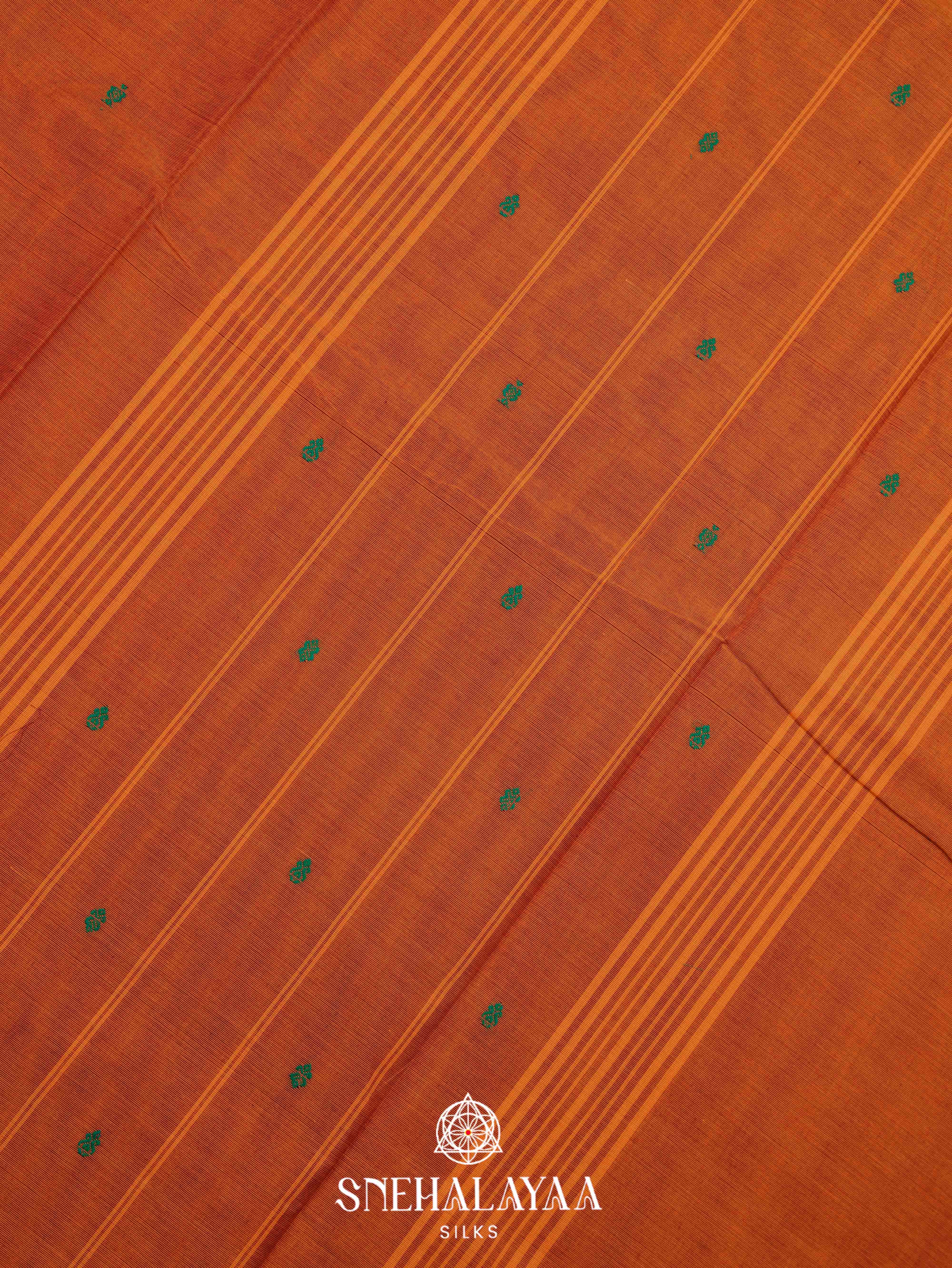 Rust Orange Kanchi Cotton Saree