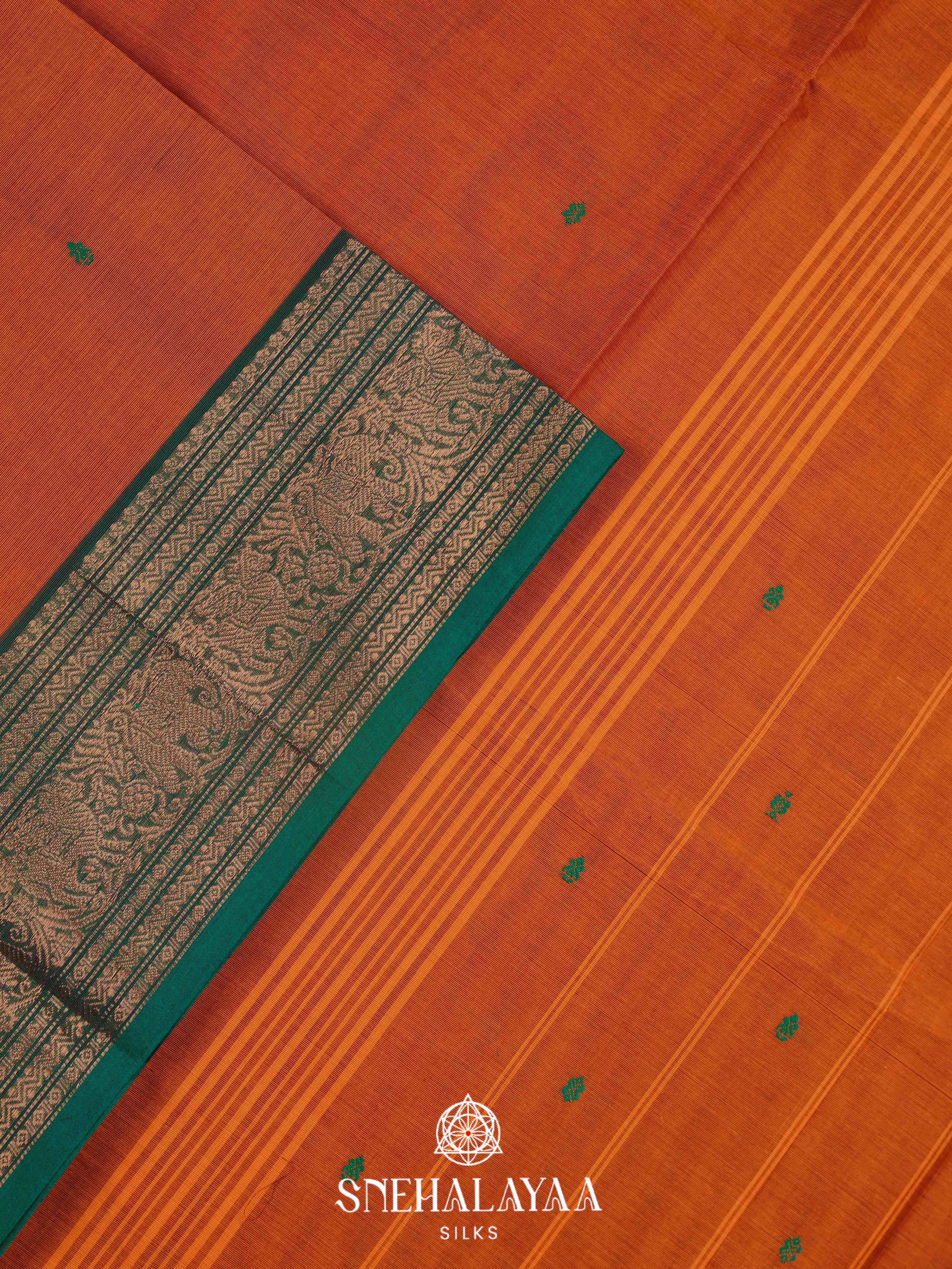 Rust Orange Kanchi Cotton Saree