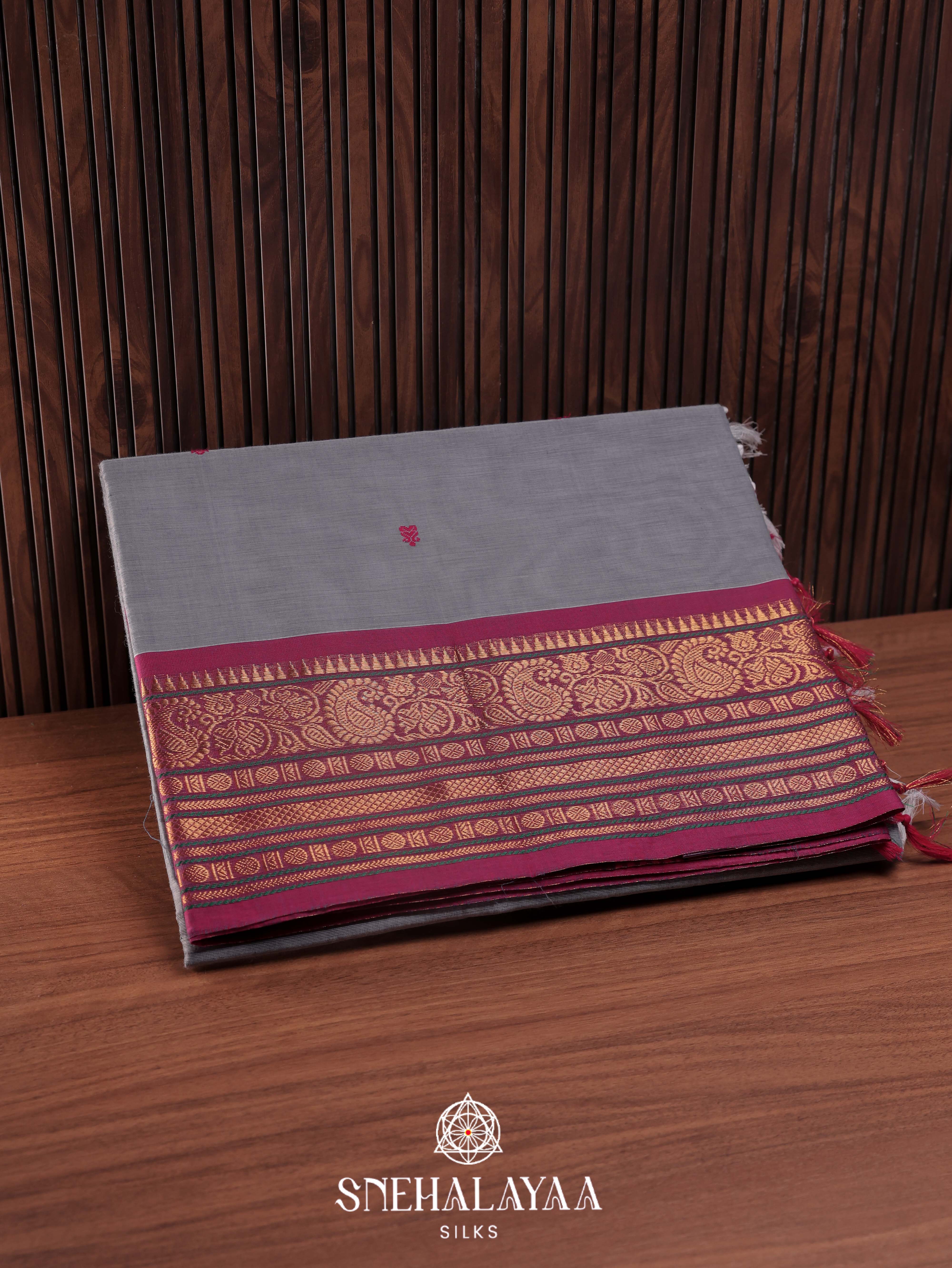 Grey  Kanchi Cotton Saree