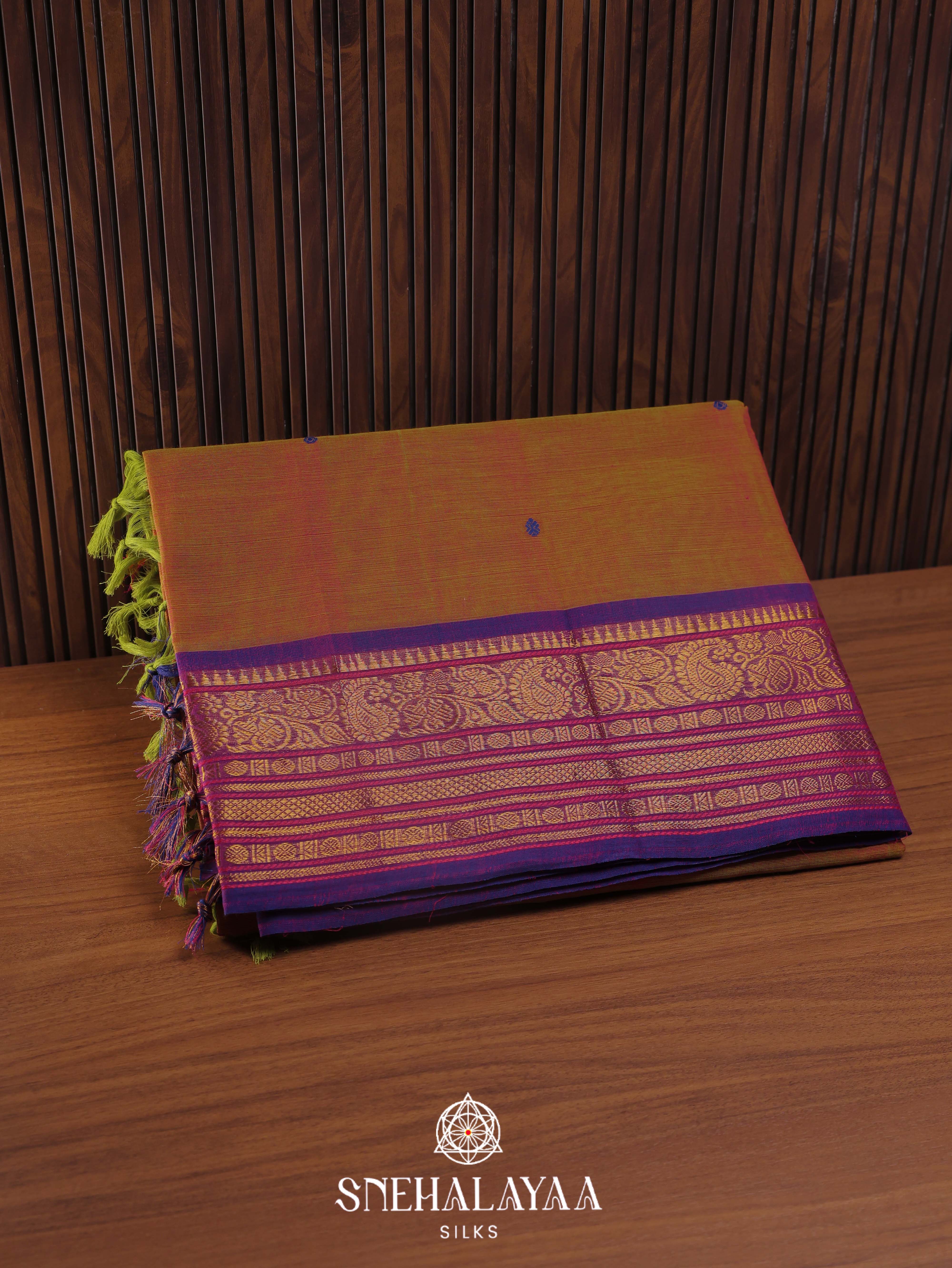 Rust Orange Kanchi Cotton Saree