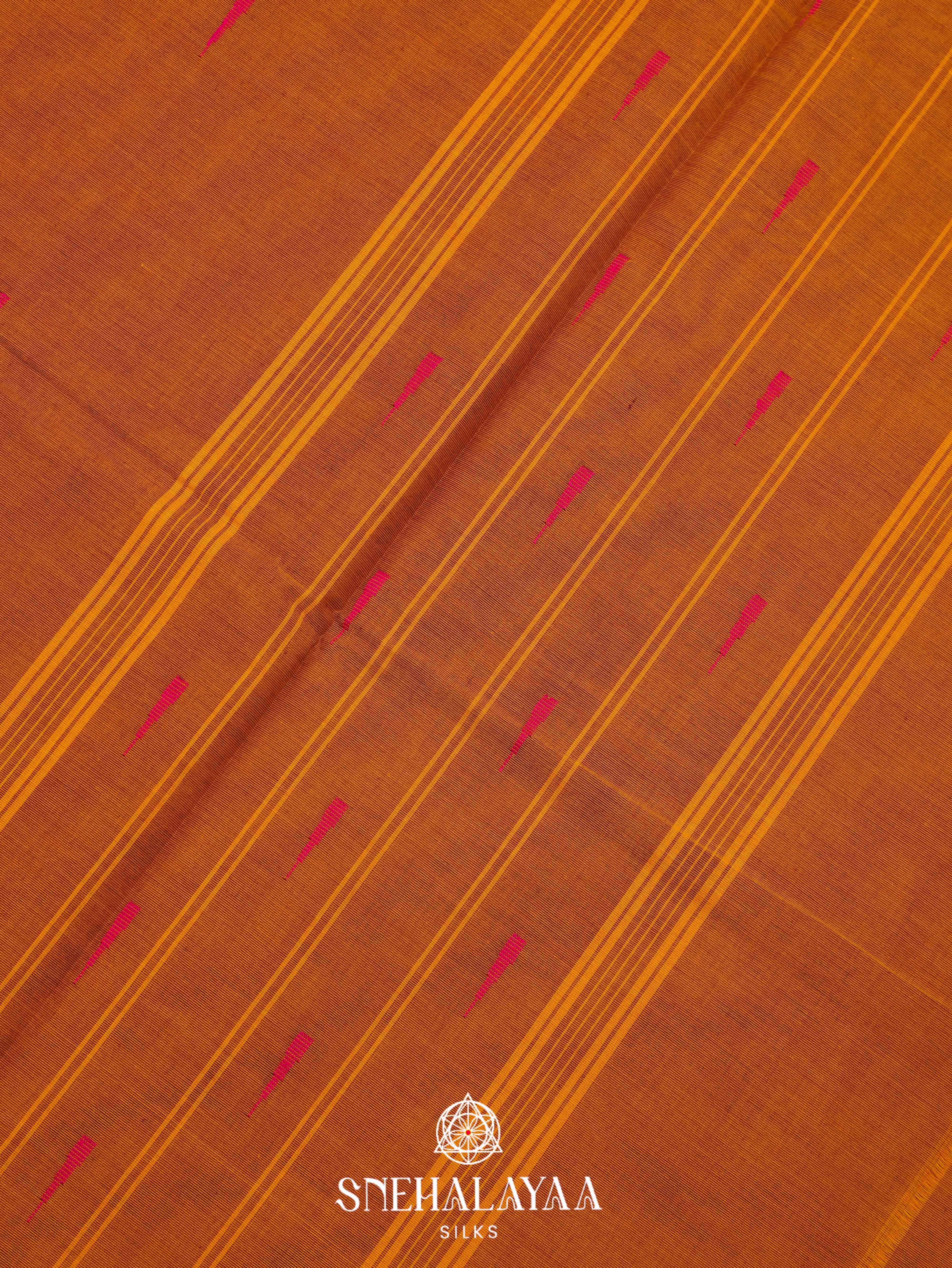 Rust Orange Kanchi Cotton Saree