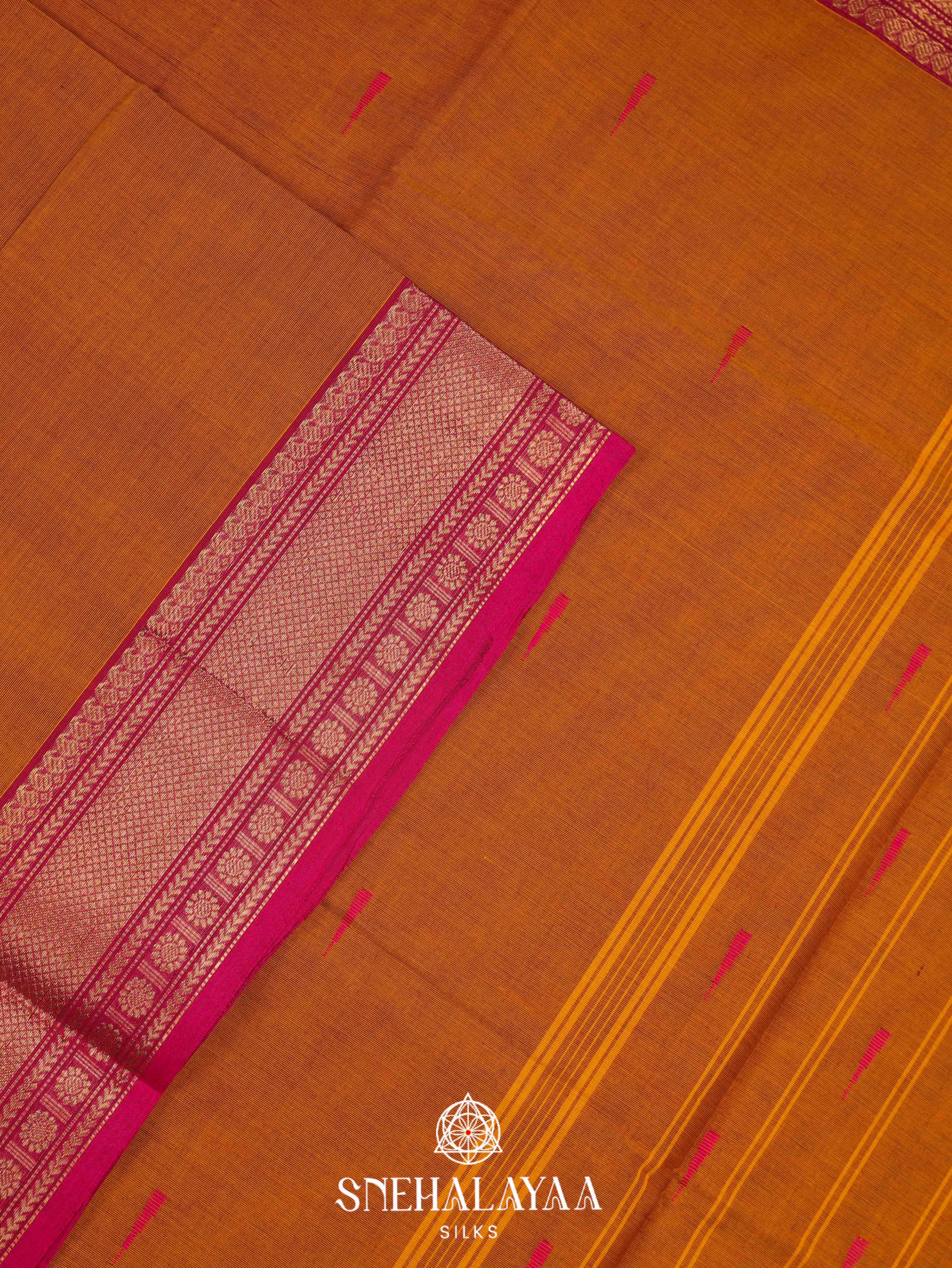 Rust Orange Kanchi Cotton Saree
