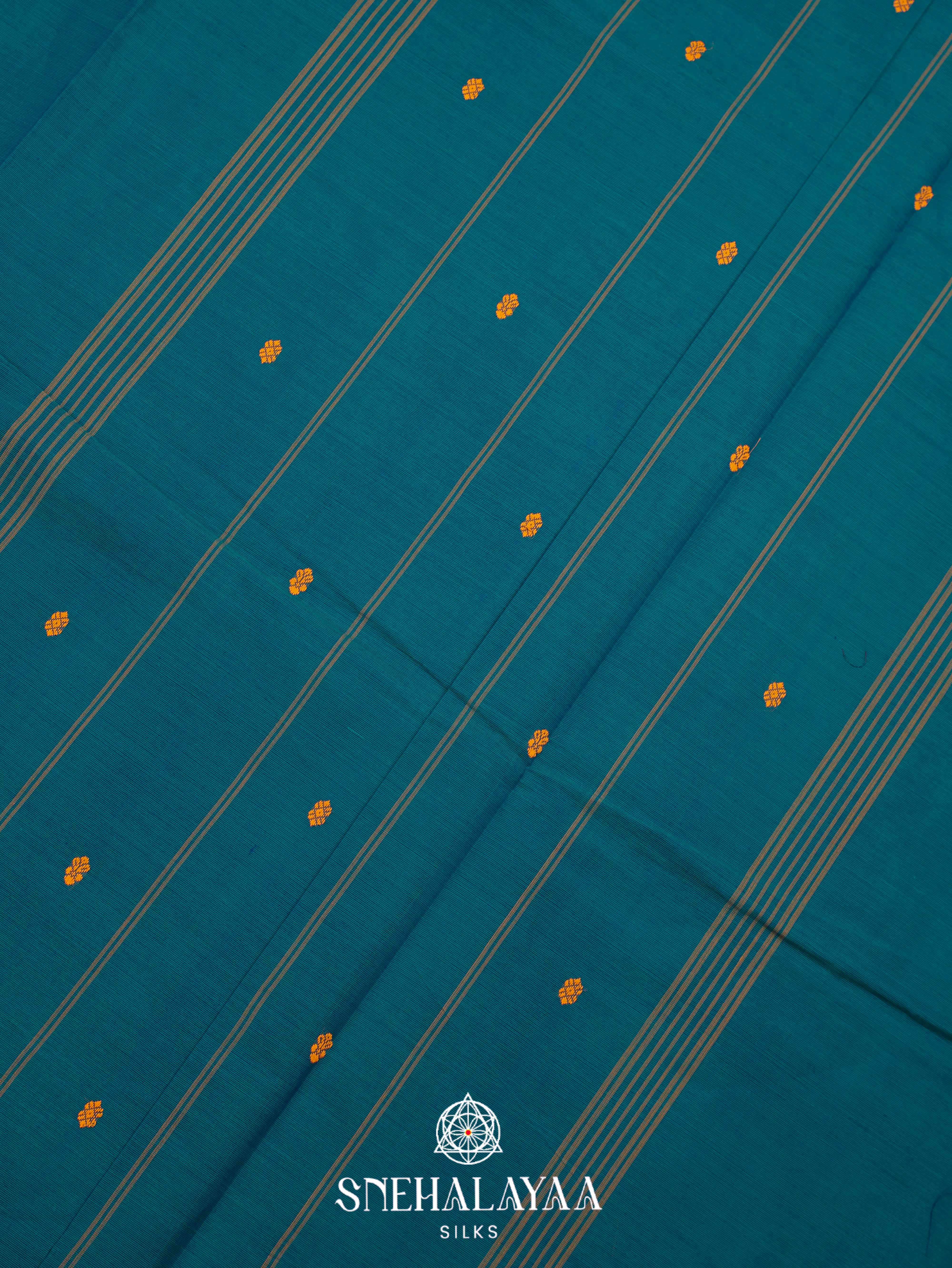 Peacock Blue Kanchi Cotton Saree