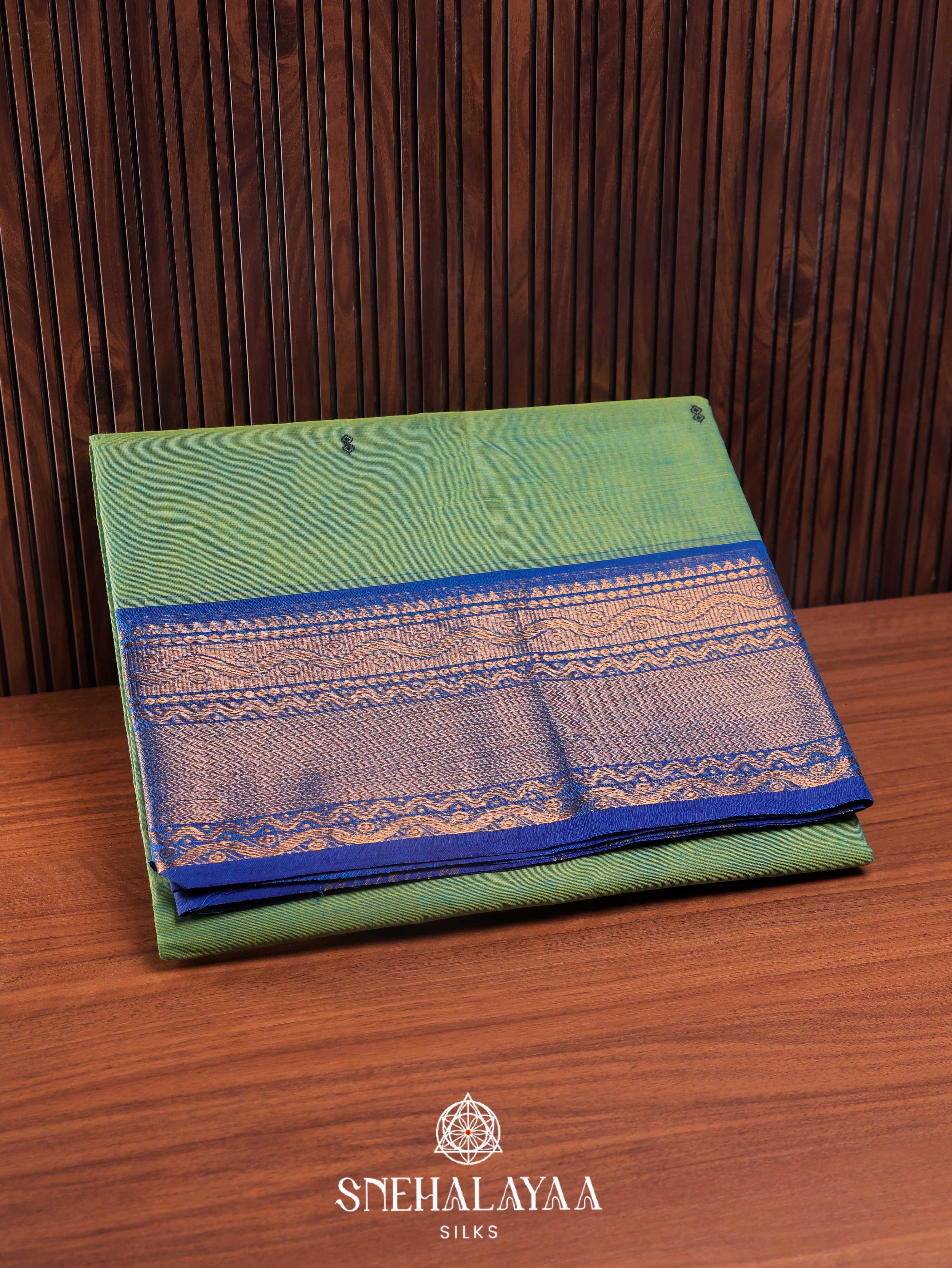Pista Green Kanchi Cotton Saree