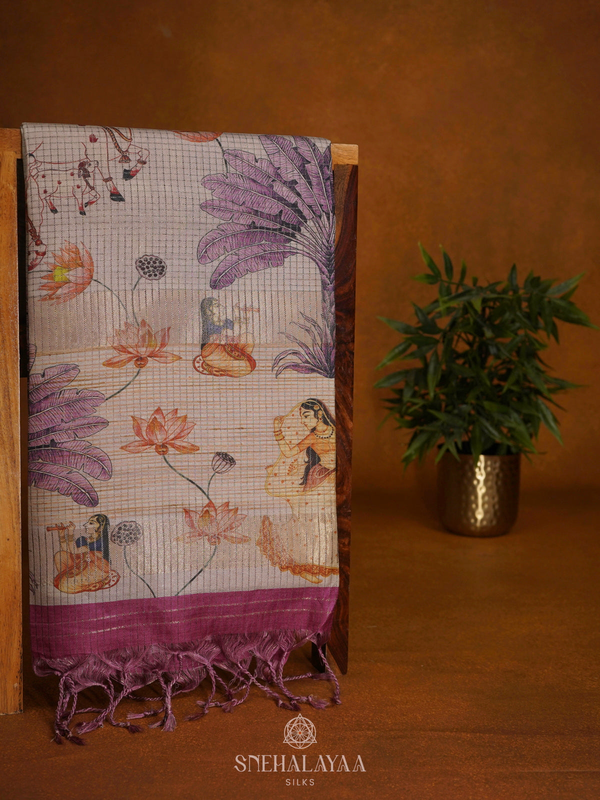 Magenta Tussar Saree