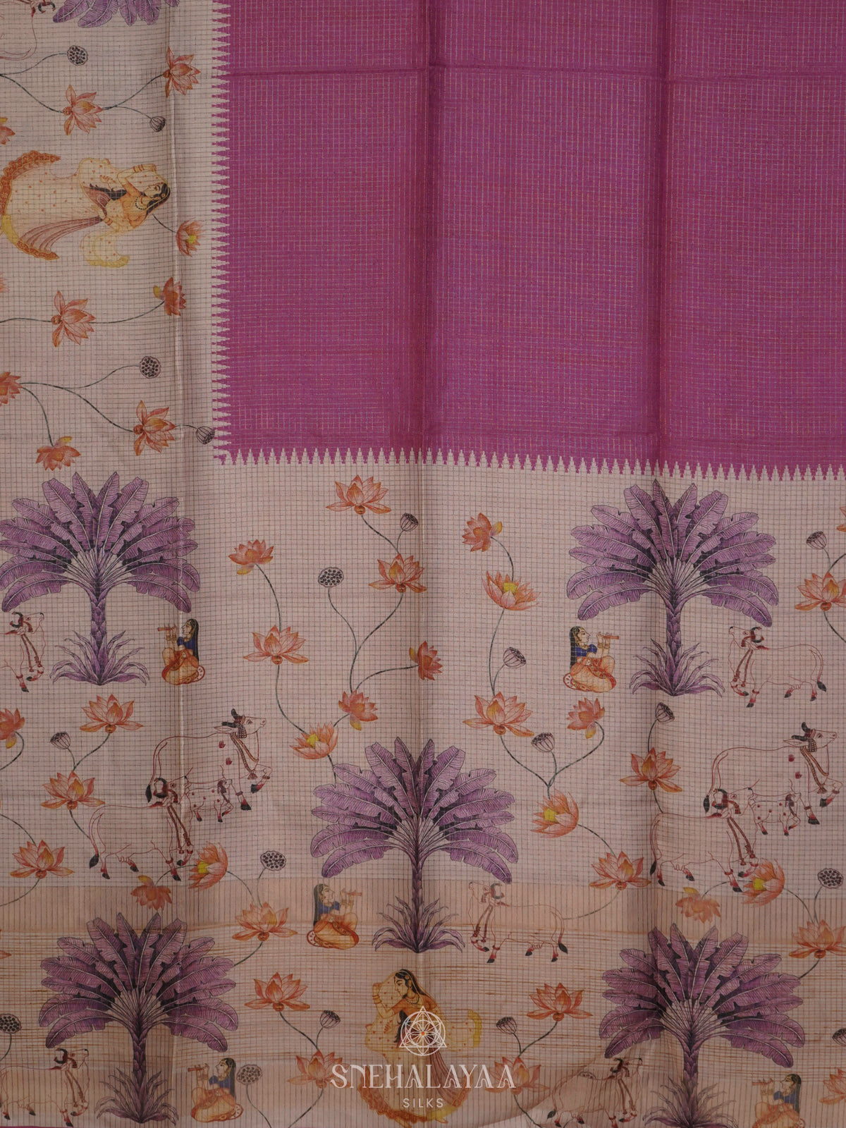 Magenta Tussar Saree