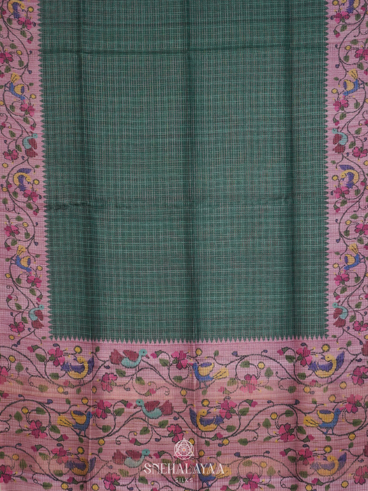 Teal Green Tussar Saree