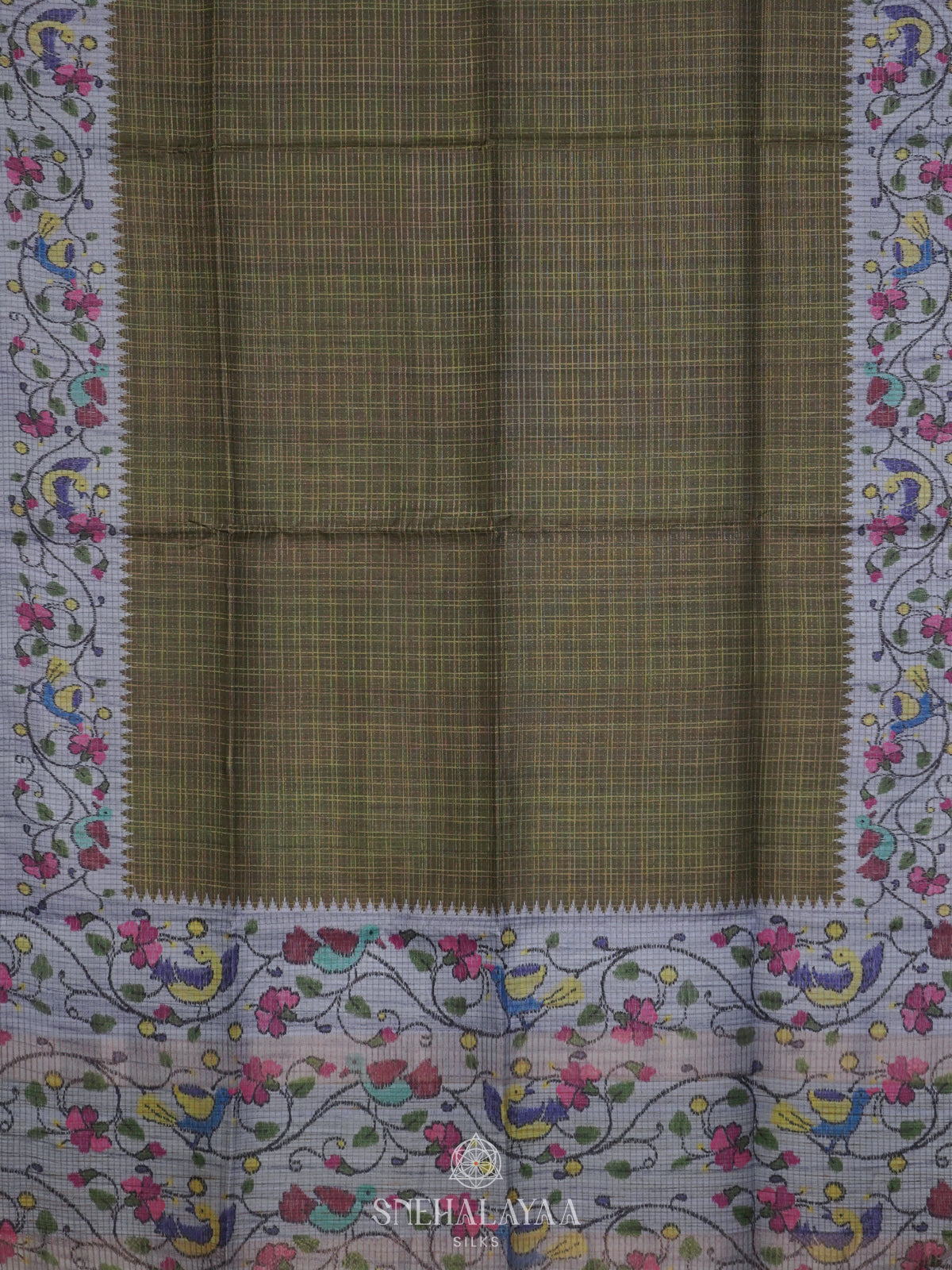 Olive Green Tussar Saree