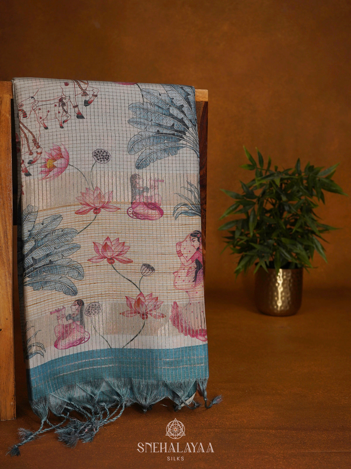 Blue Tussar Saree