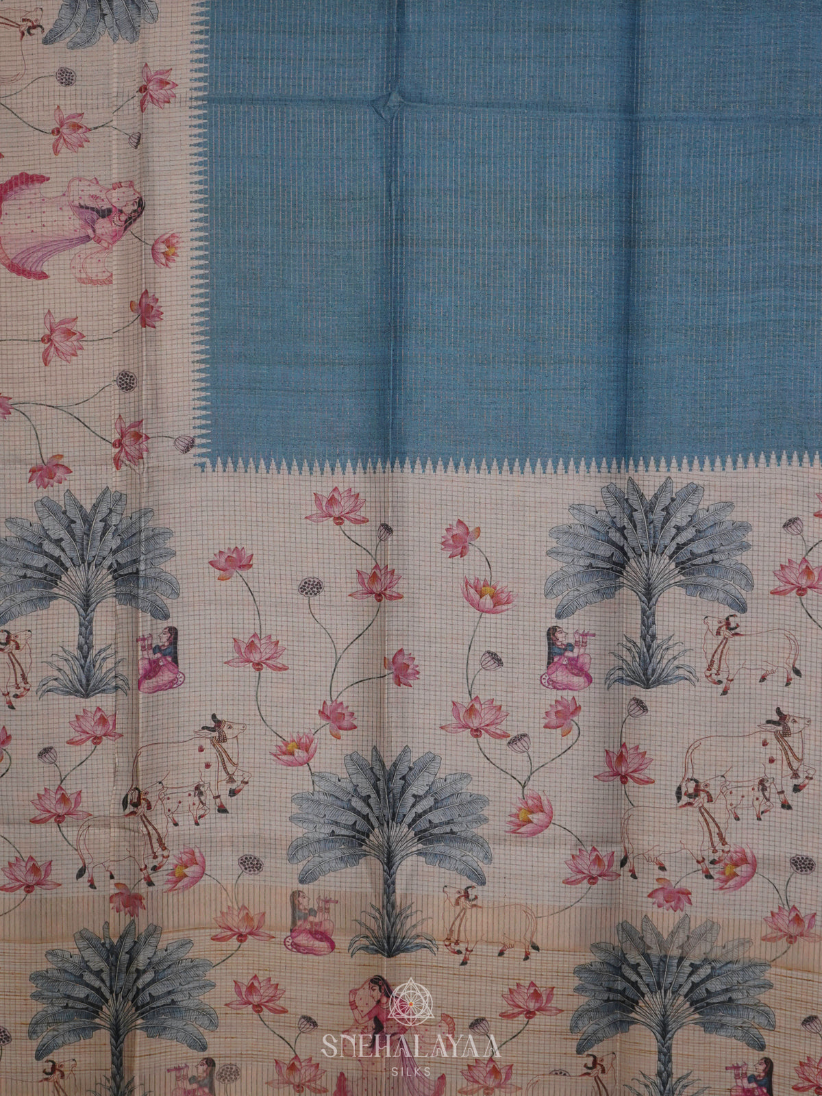 Blue Tussar Saree