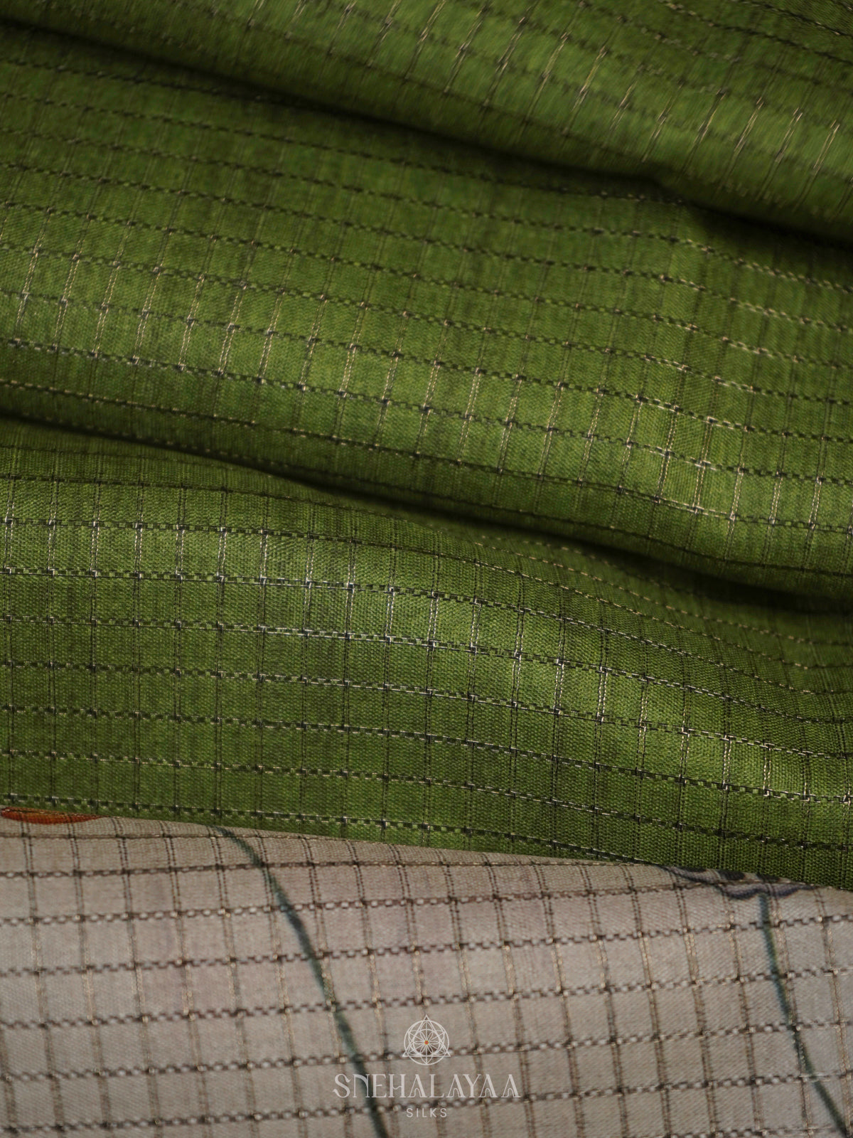 Lime Green Tussar Saree