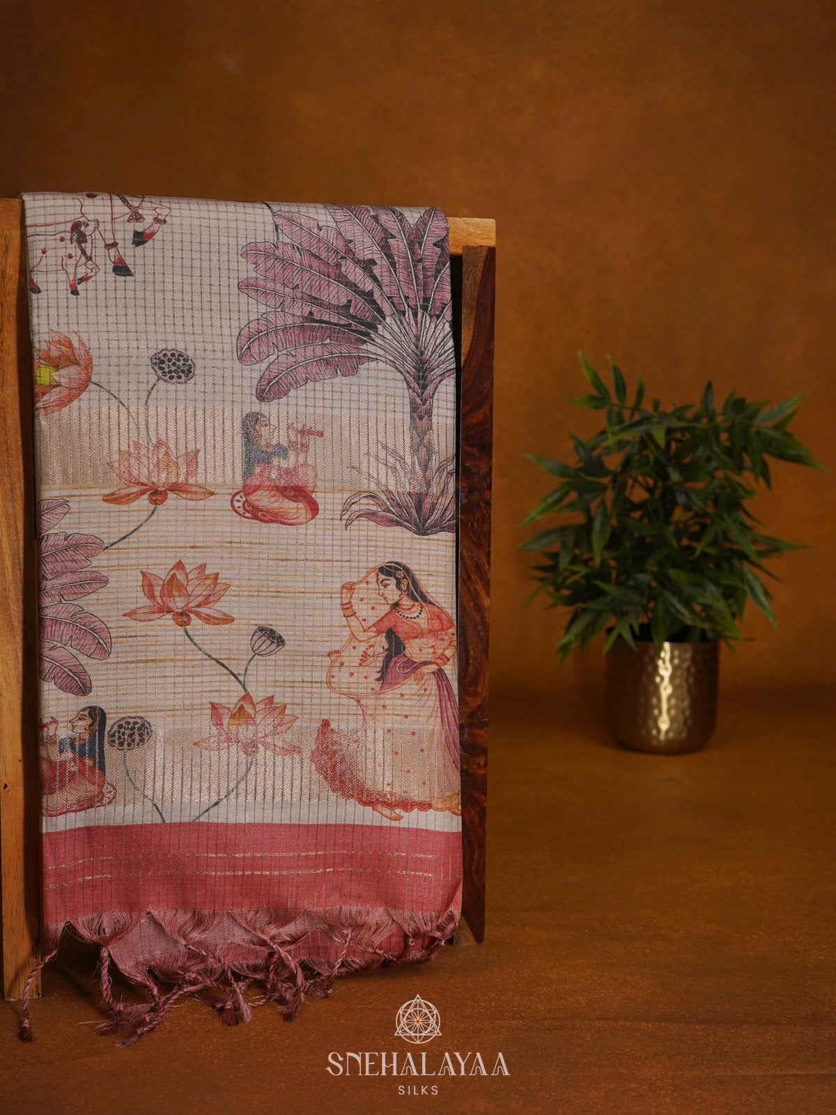 Peach Tussar Saree