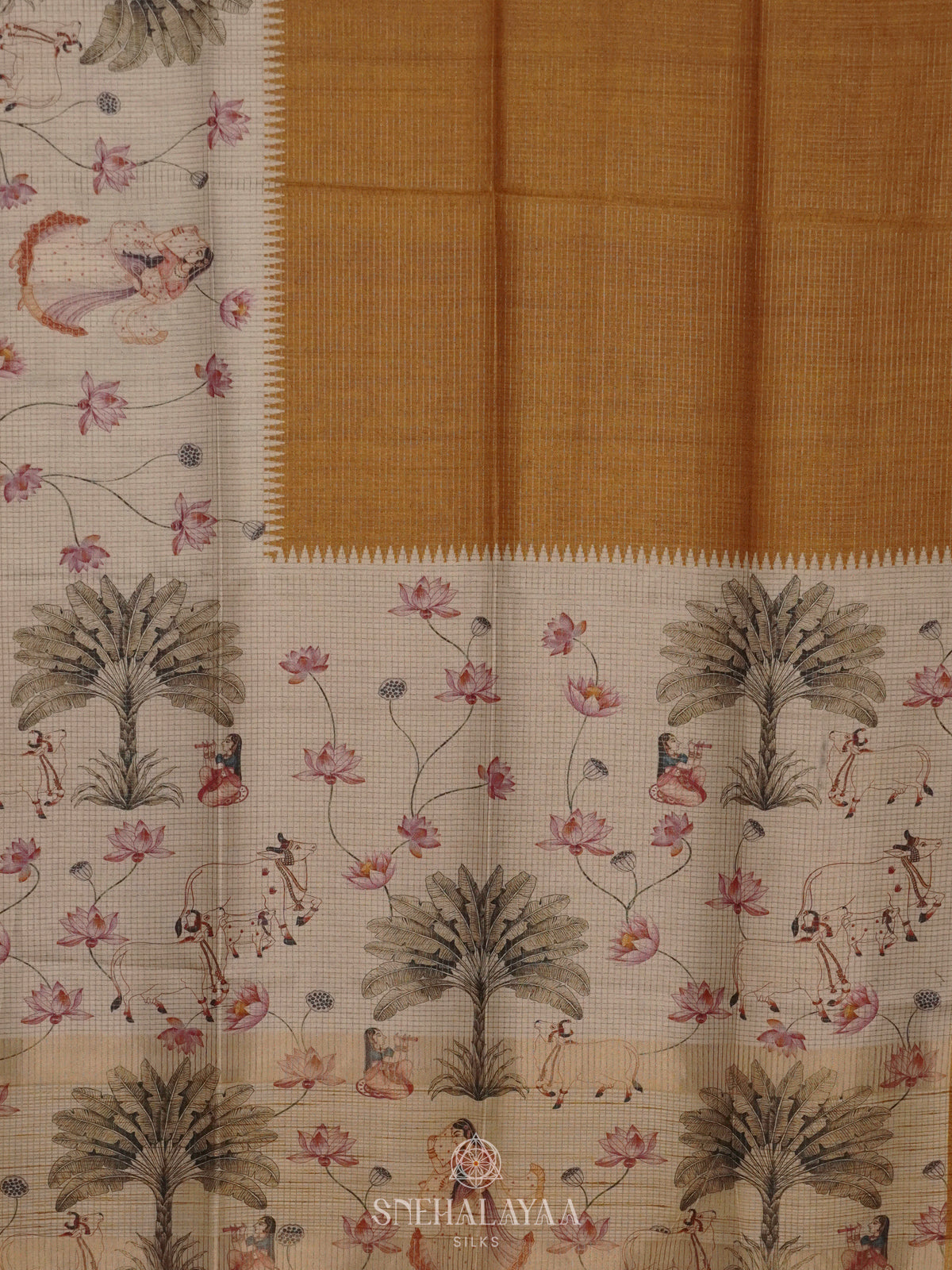 Mustard Tussar Saree