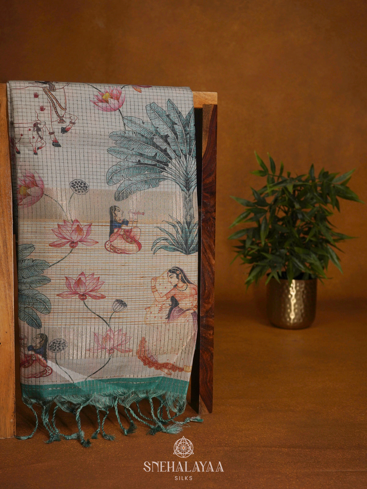 Mint Green Tussar Saree