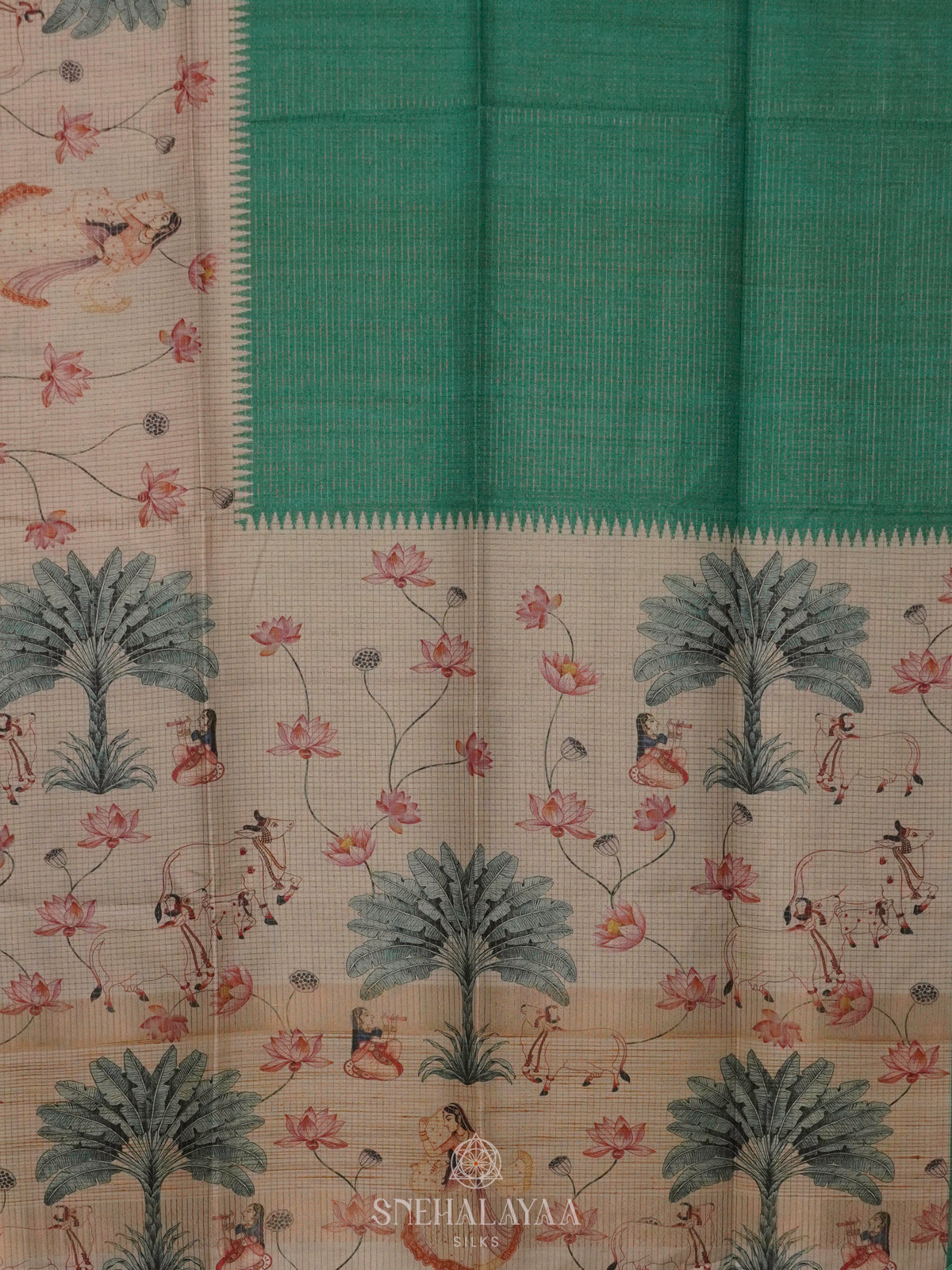Mint Green Tussar Saree