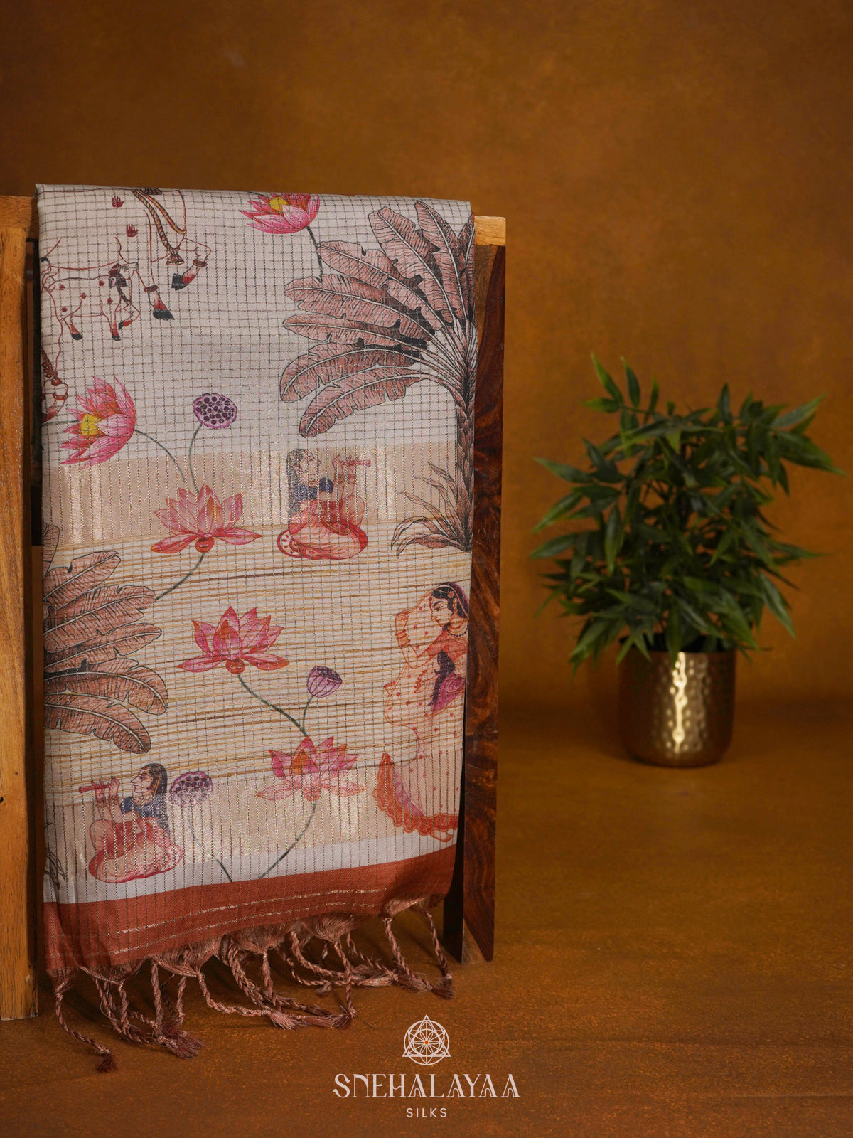 Burnt Orange Tussar Saree