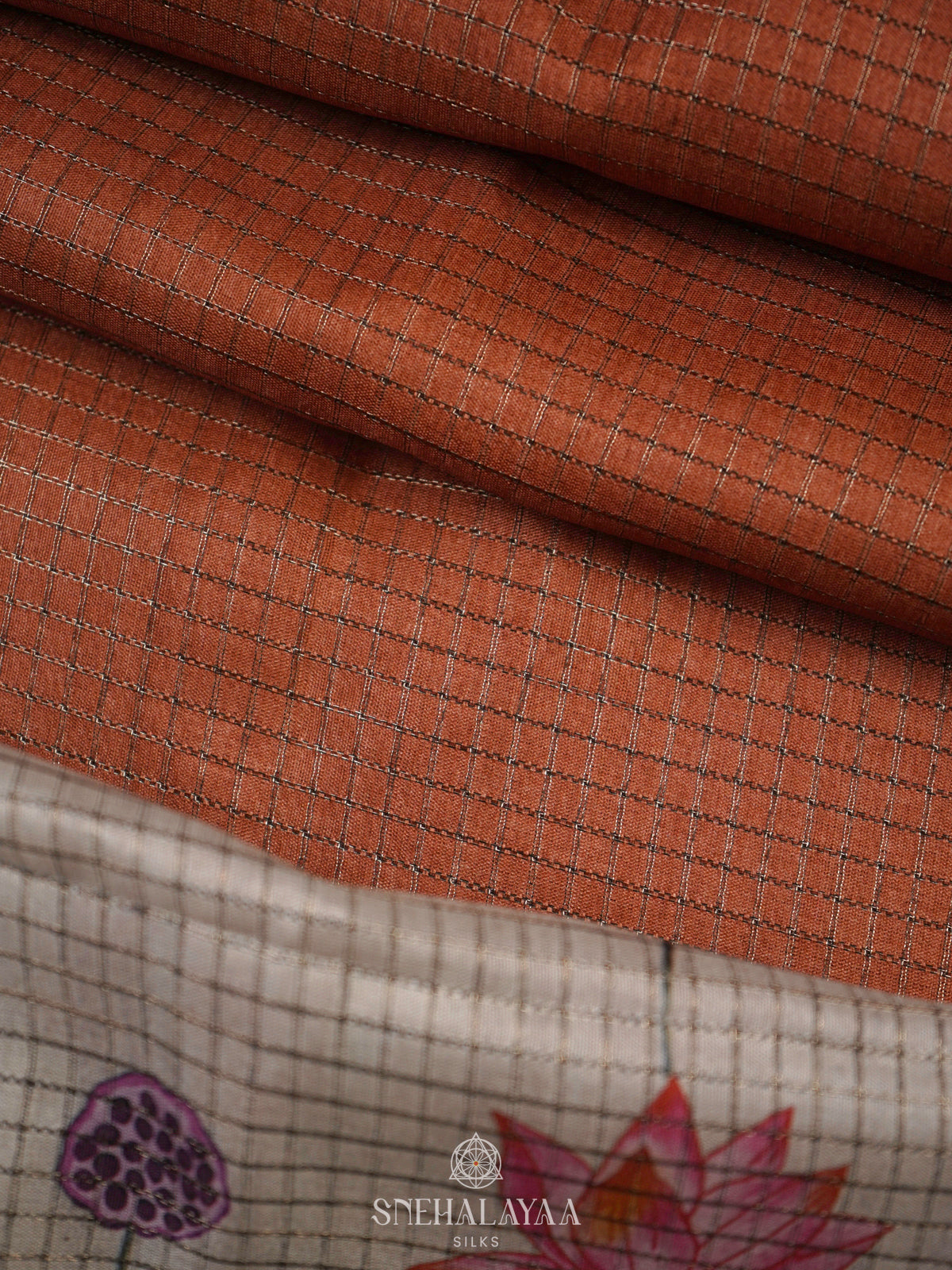 Burnt Orange Tussar Saree