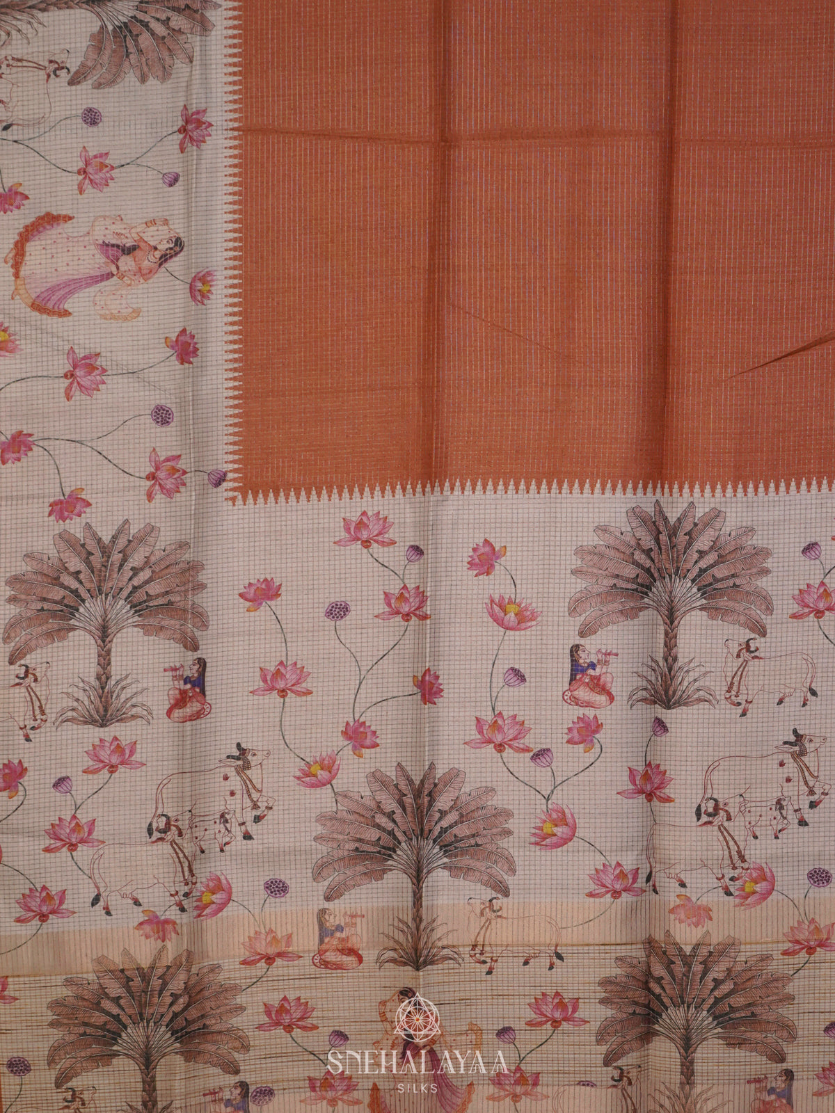 Burnt Orange Tussar Saree