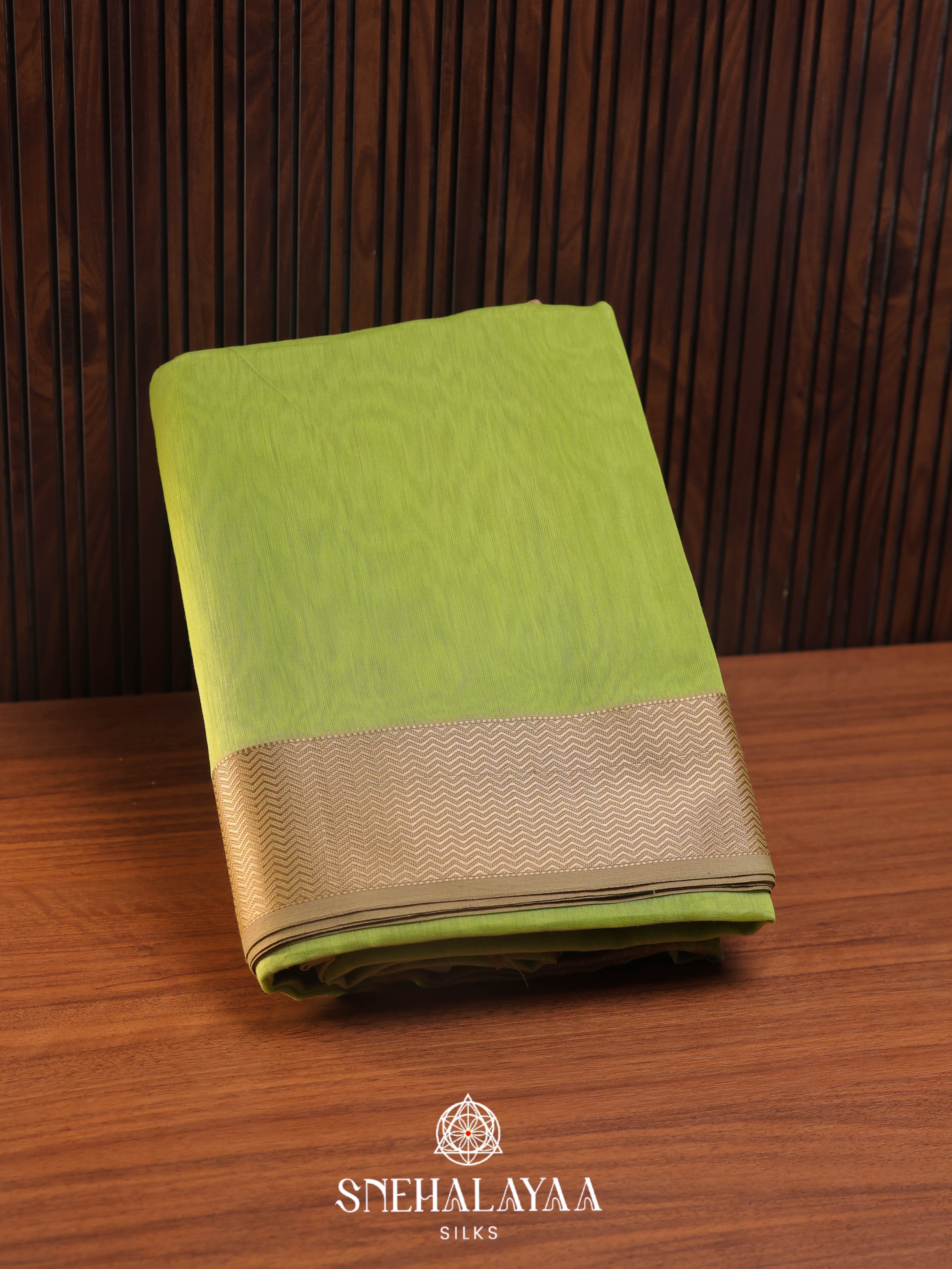 Green Maheshwari Silk Cotton Saree