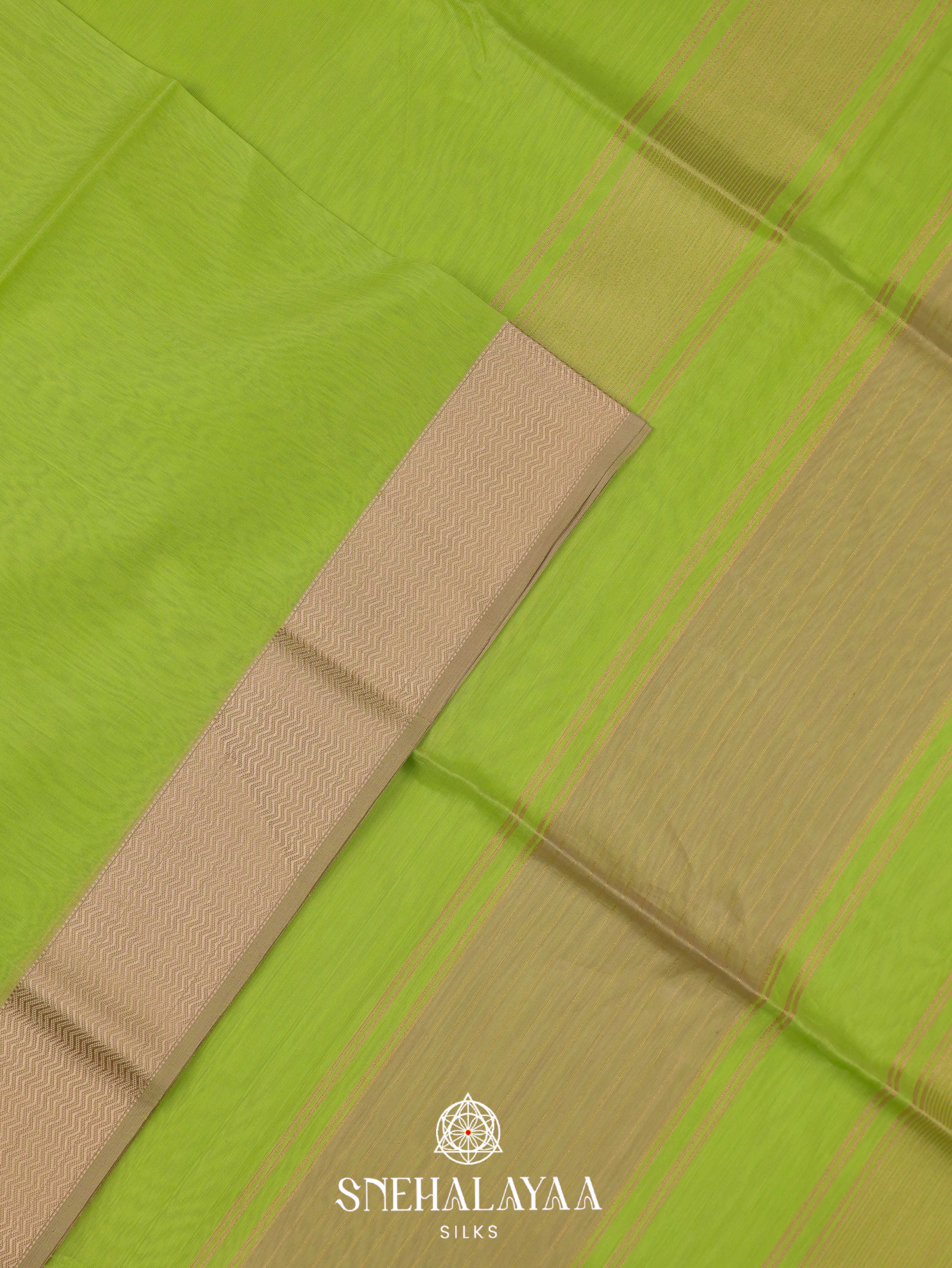 Green Maheshwari Silk Cotton Saree