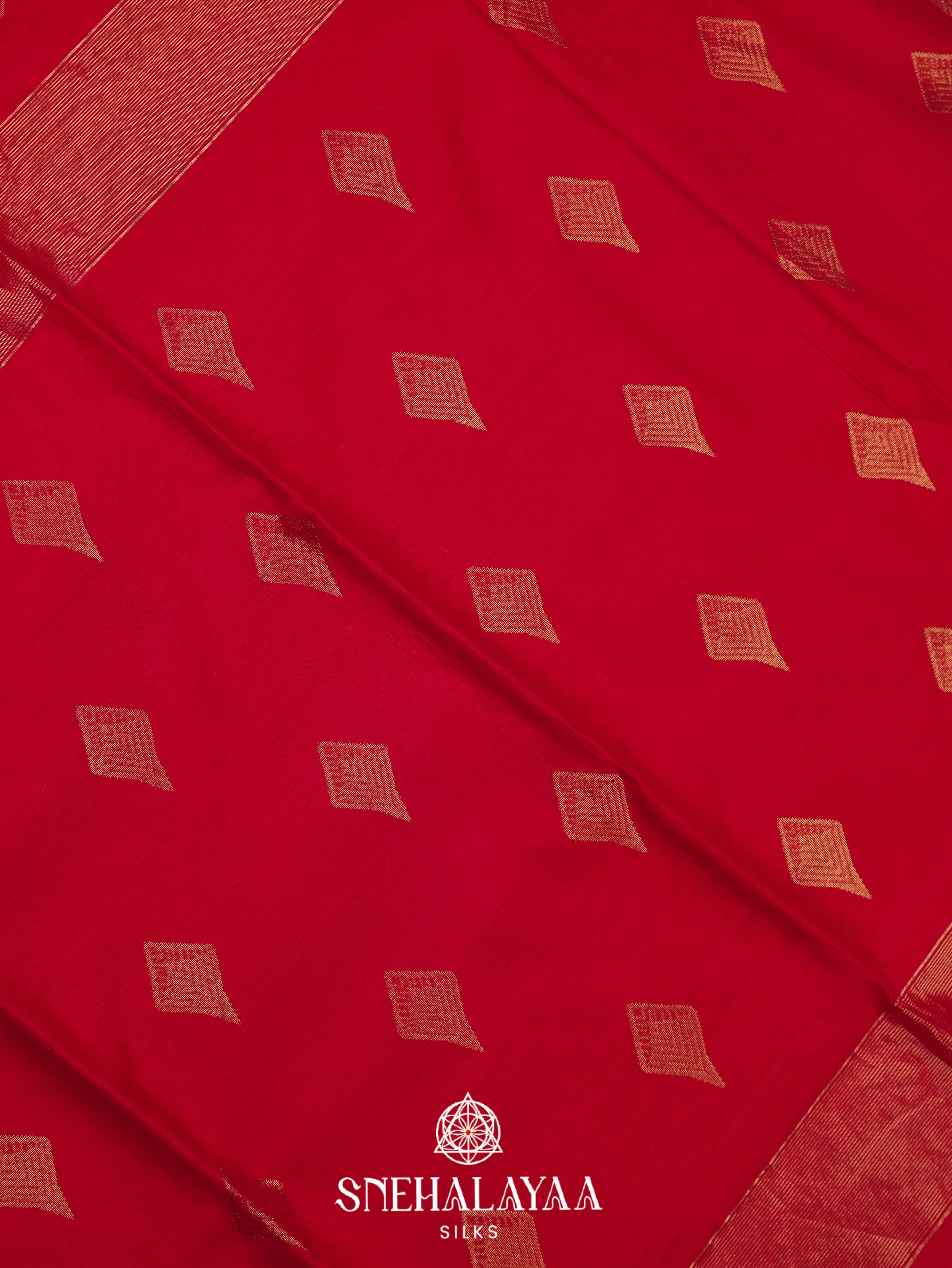 Red Maheshwari Silk Cotton Saree