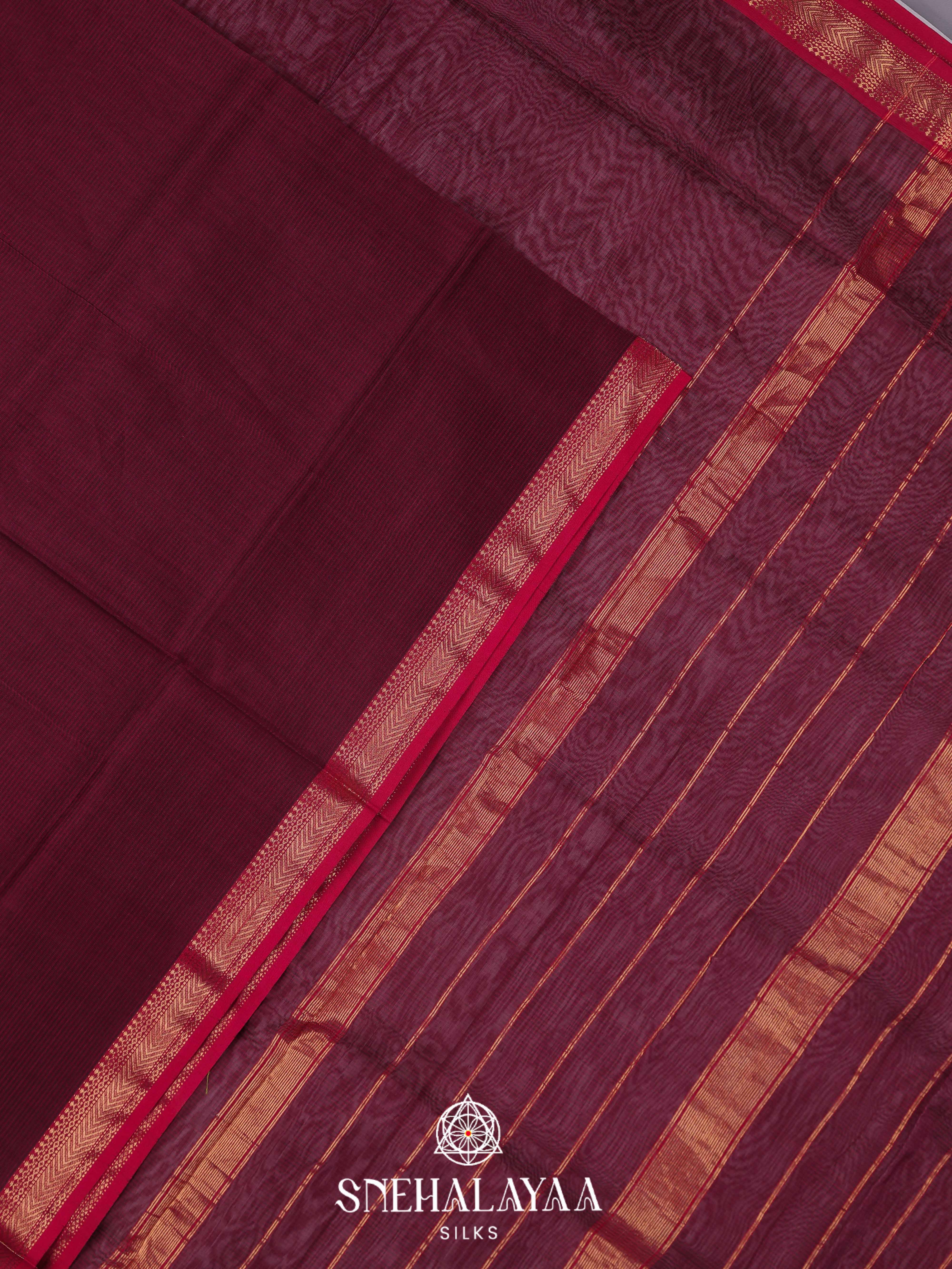 Purple Maheshwari Silk Cotton Saree