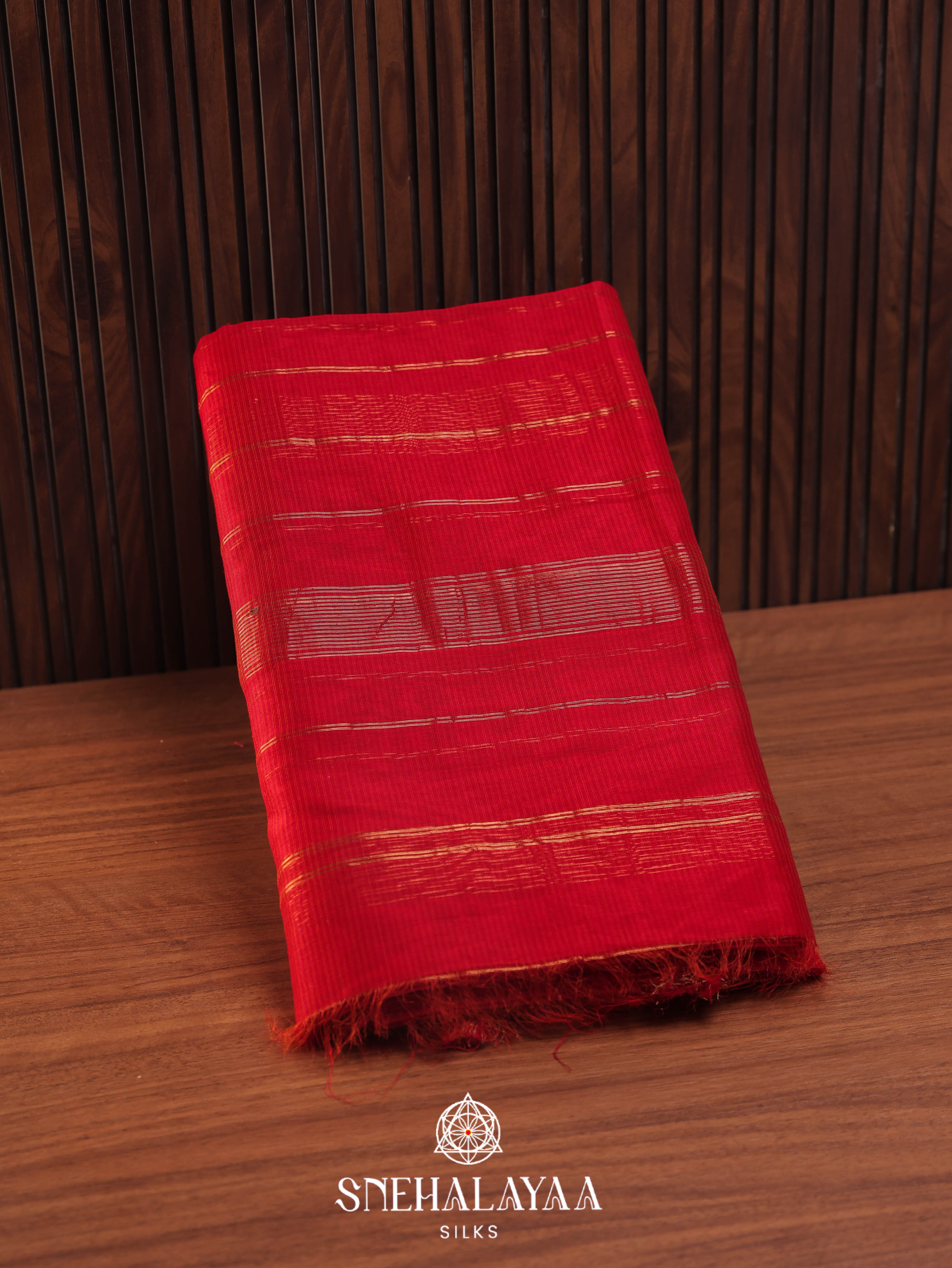 Red Maheshwari Silk Cotton Saree