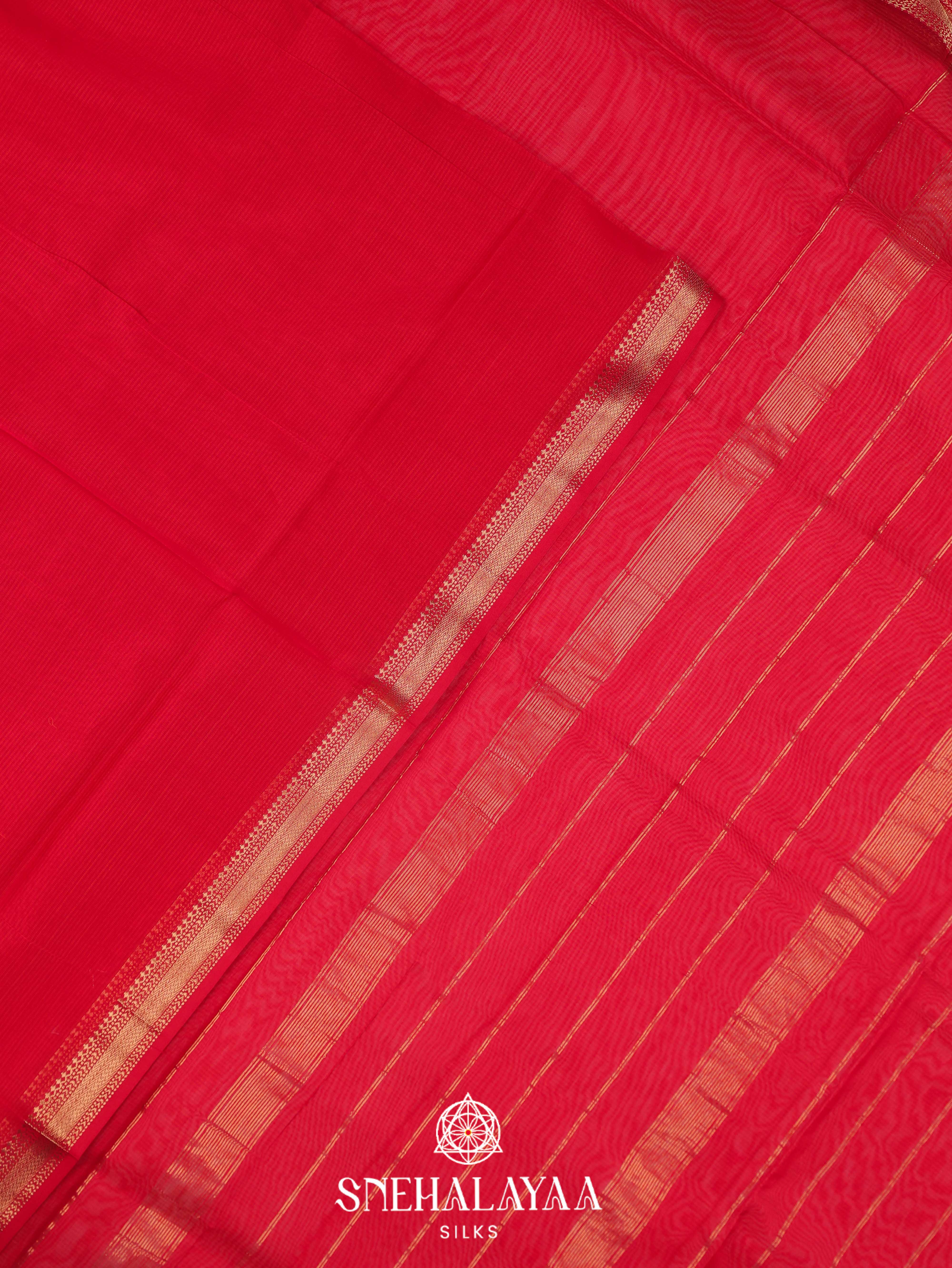 Red Maheshwari Silk Cotton Saree