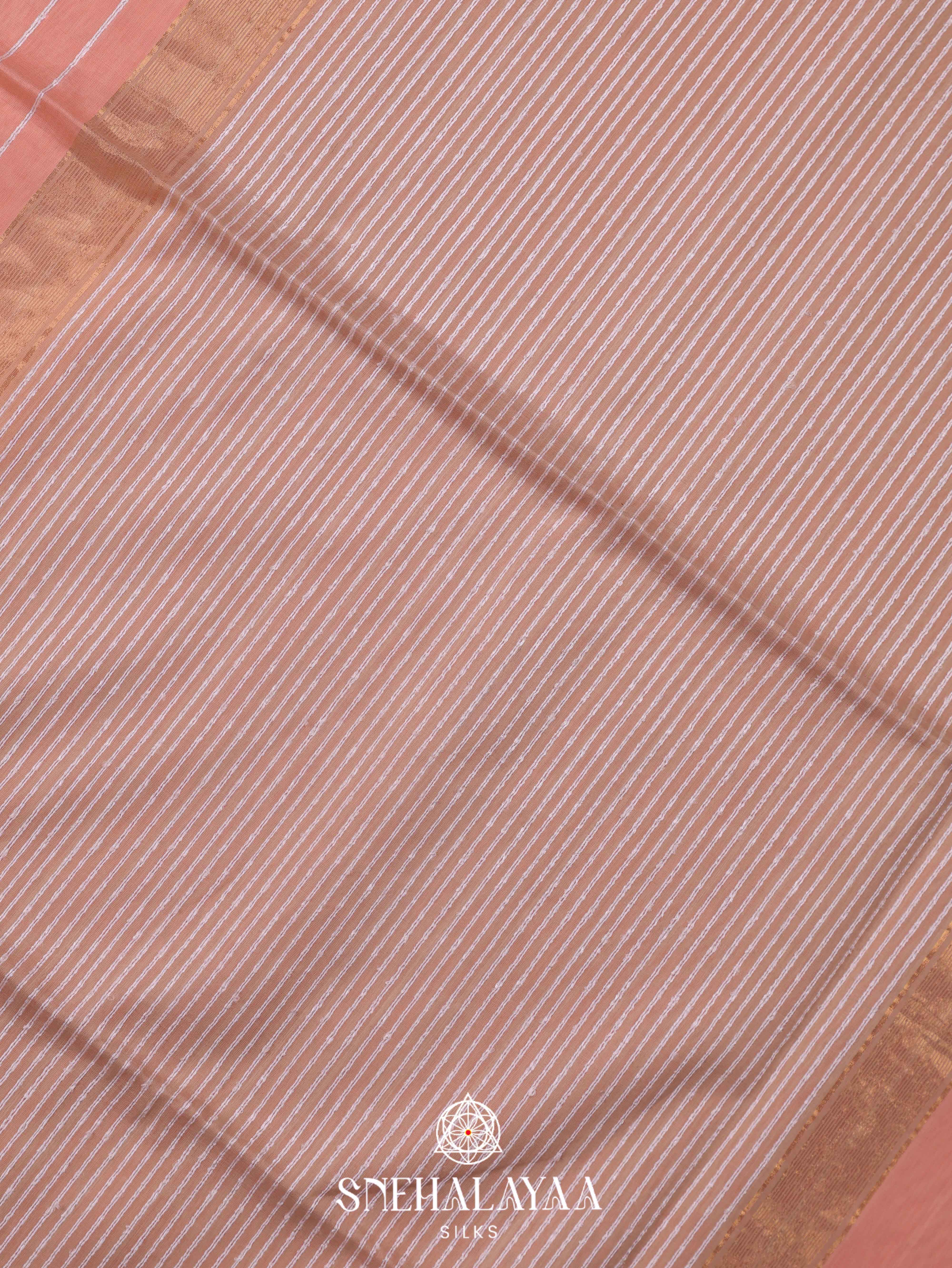 Peach Maheshwari Silk Cotton Saree
