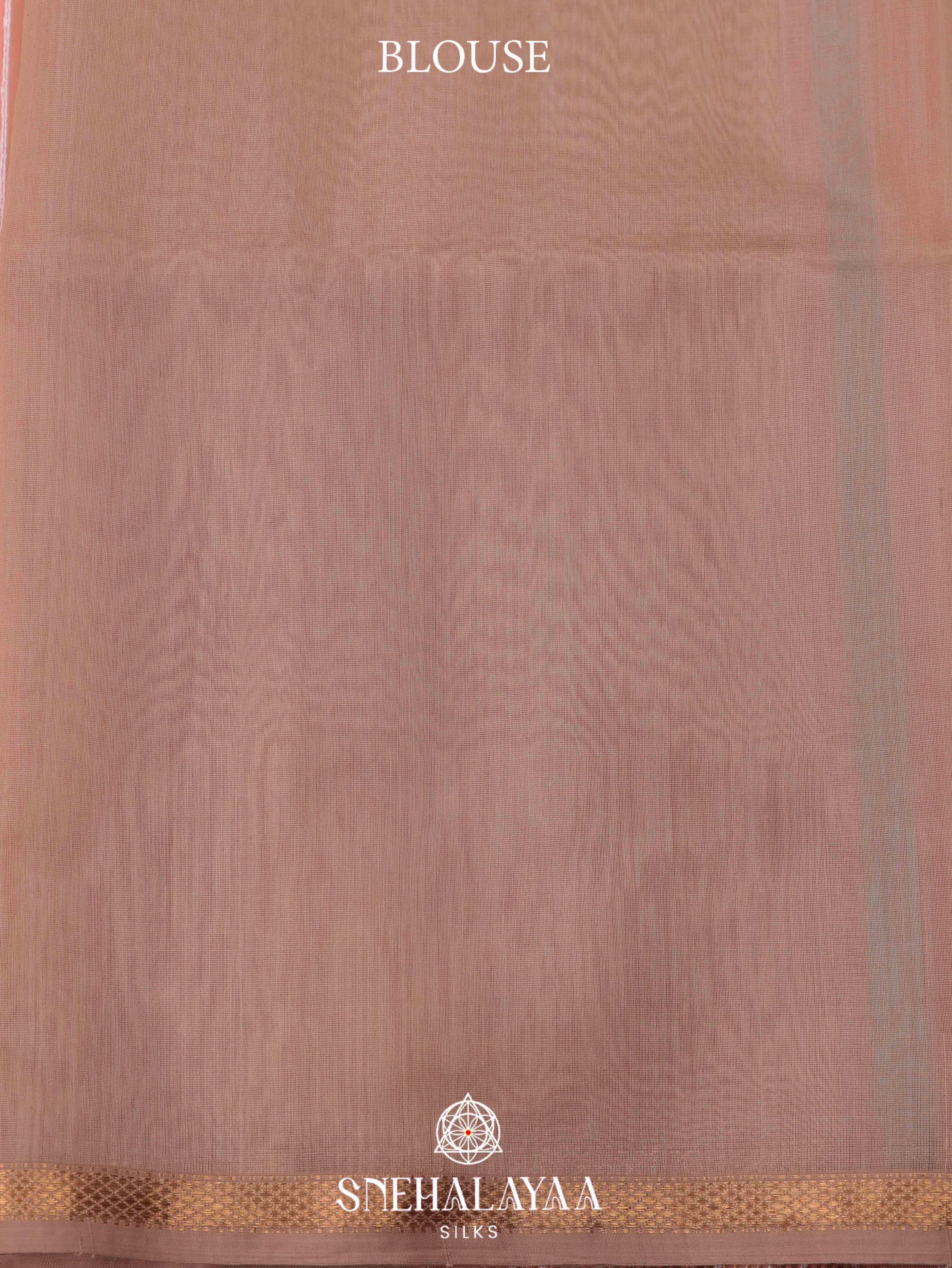 Peach Maheshwari Silk Cotton Saree