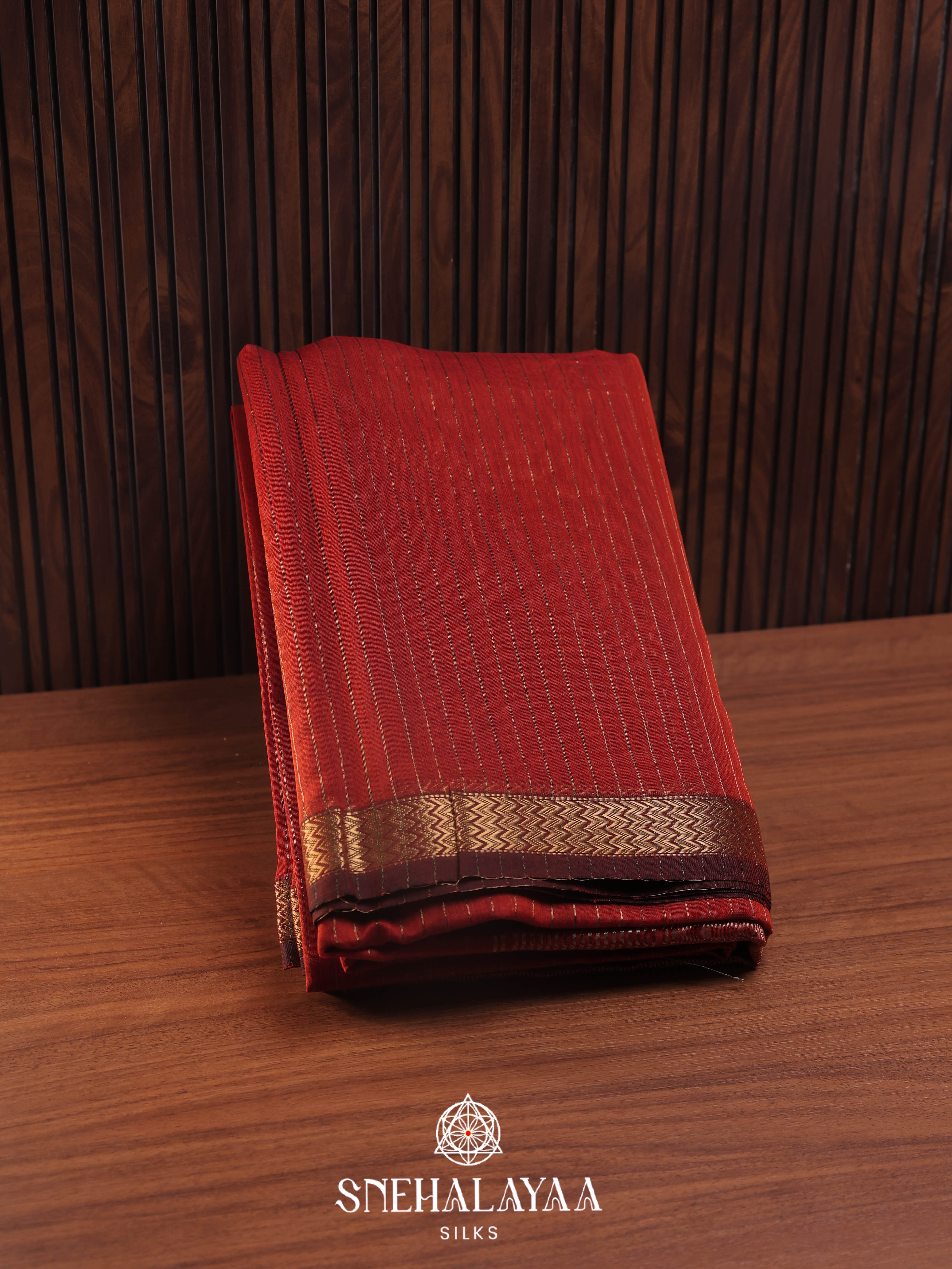 Red Maheshwari Silk Cotton Saree
