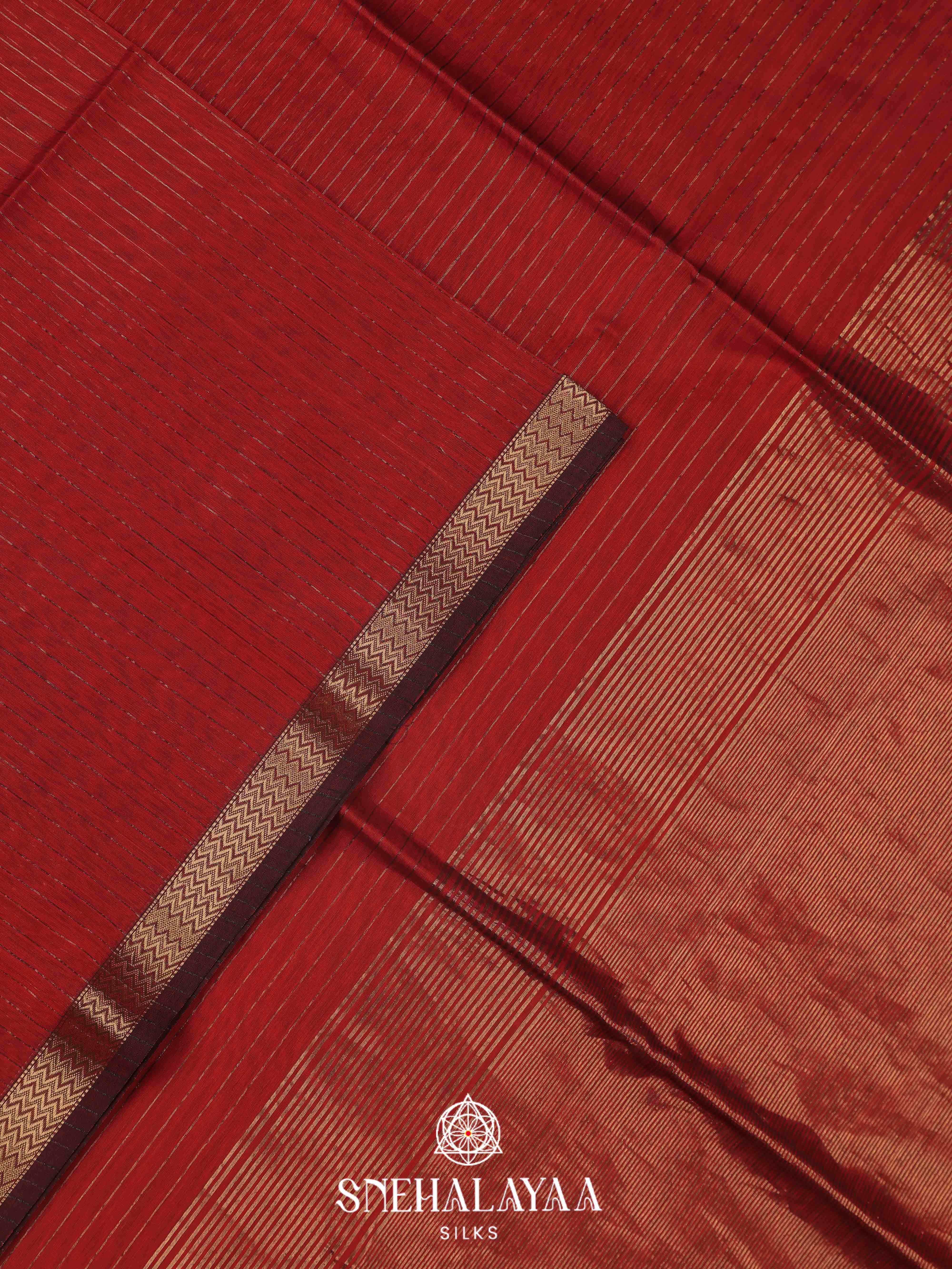 Red Maheshwari Silk Cotton Saree