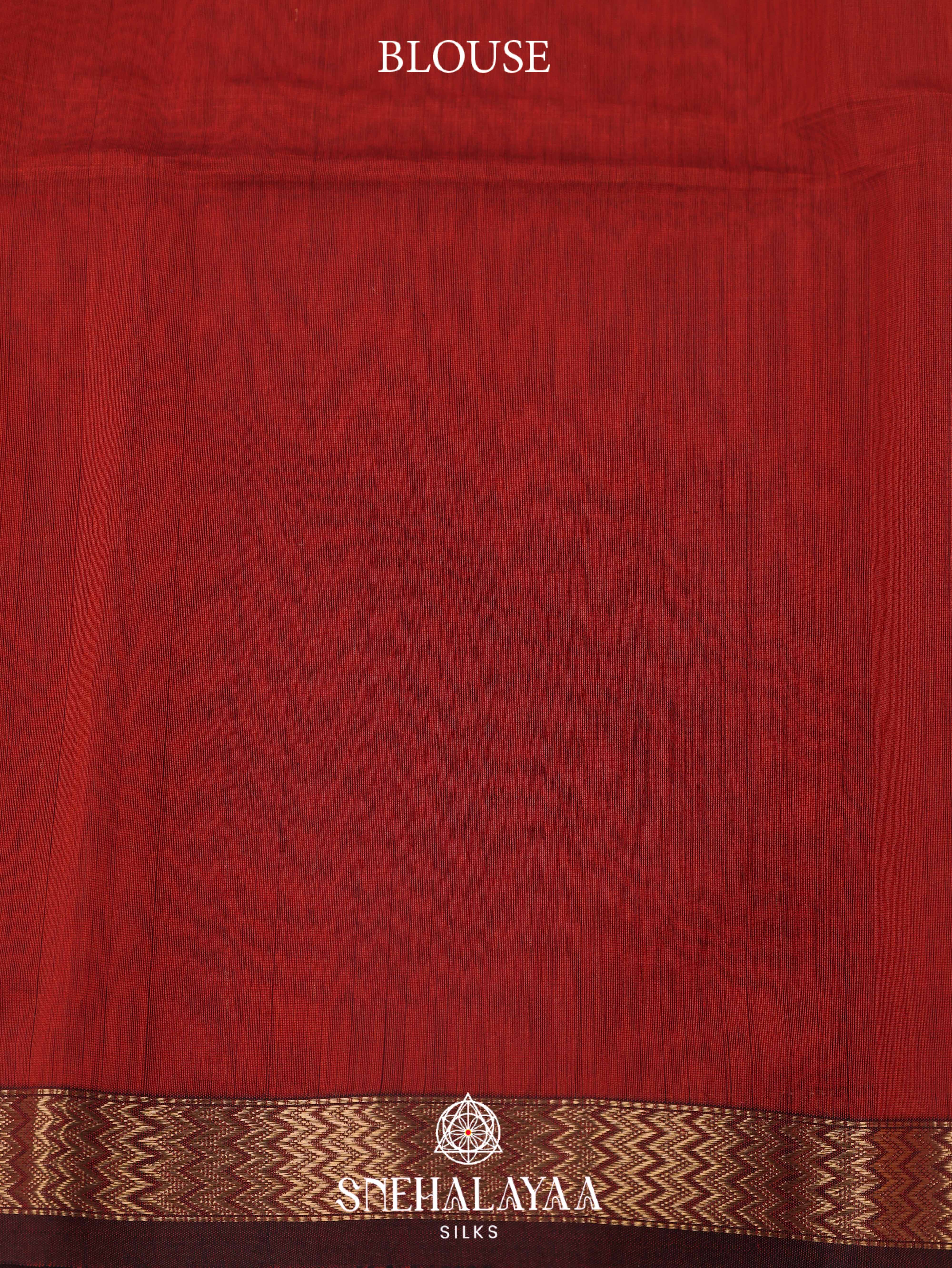 Red Maheshwari Silk Cotton Saree
