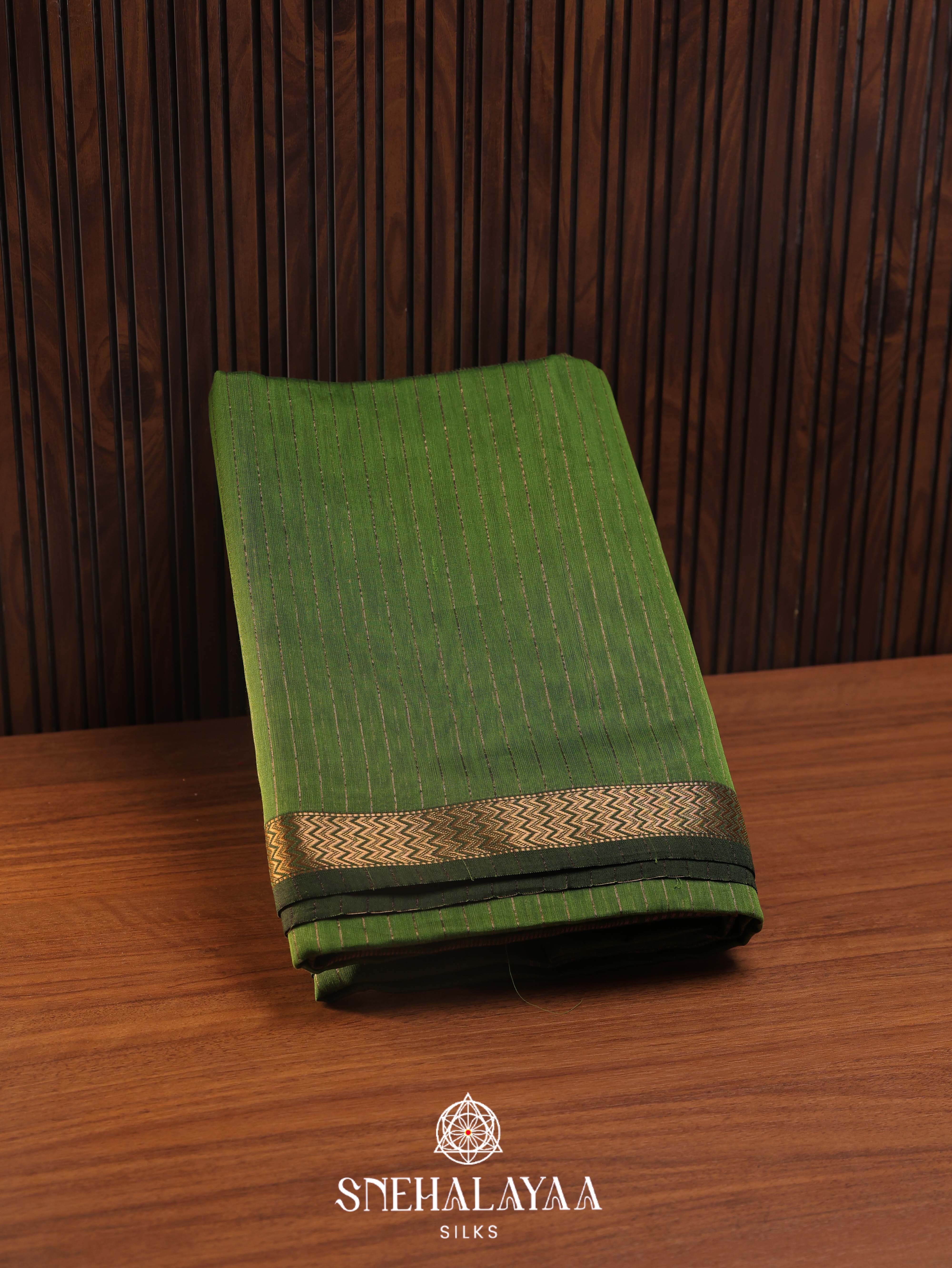Green Maheshwari Silk Cotton Saree