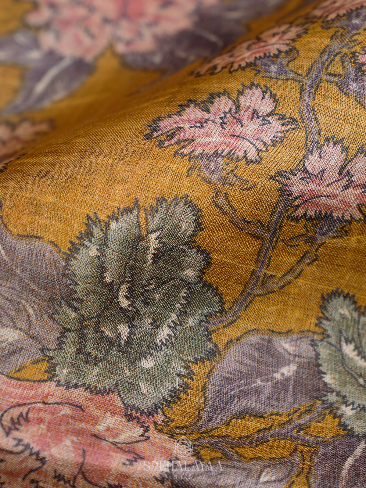 Mustard Yellow Tussar Saree