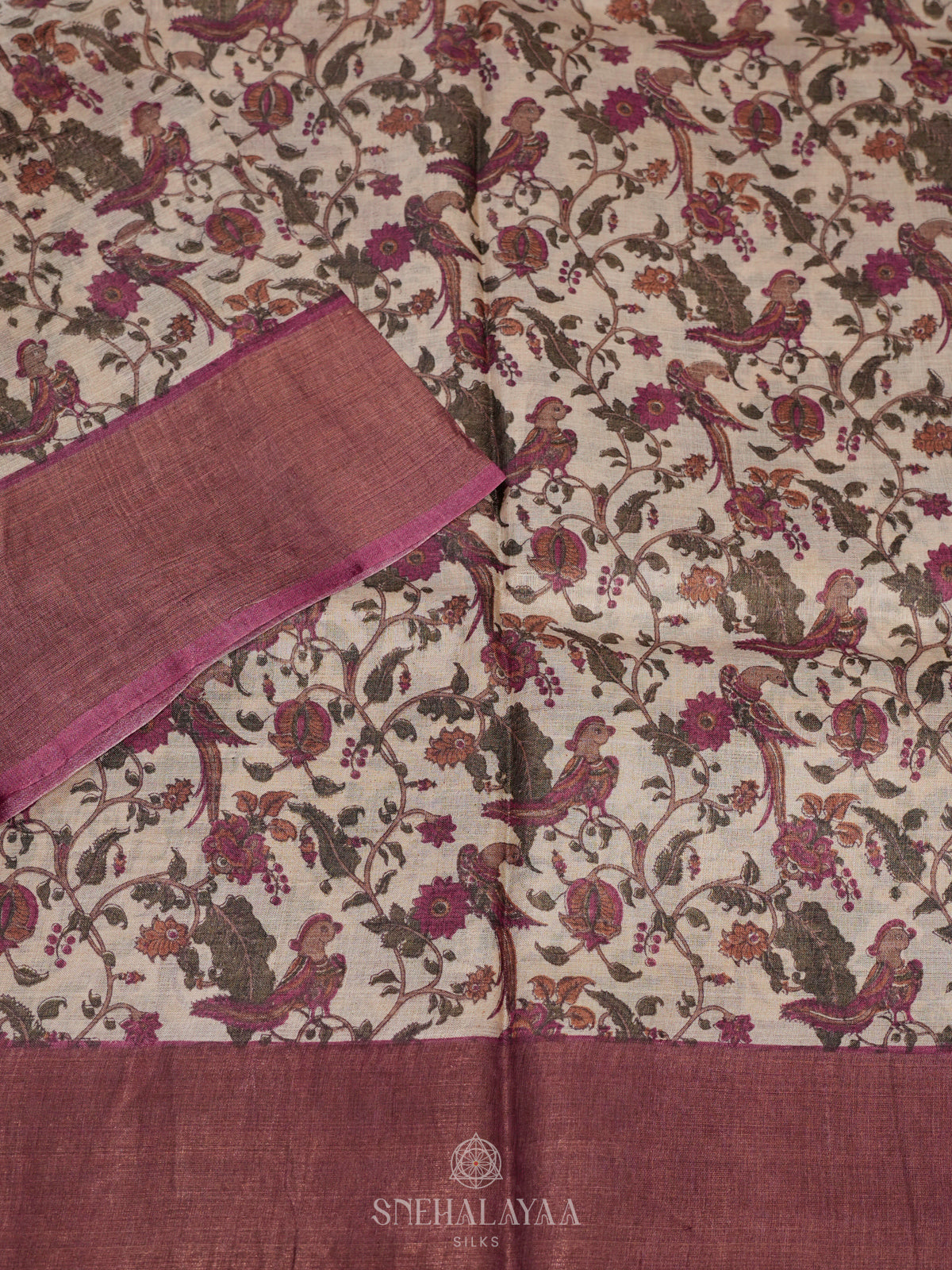 Beige Tussar Saree