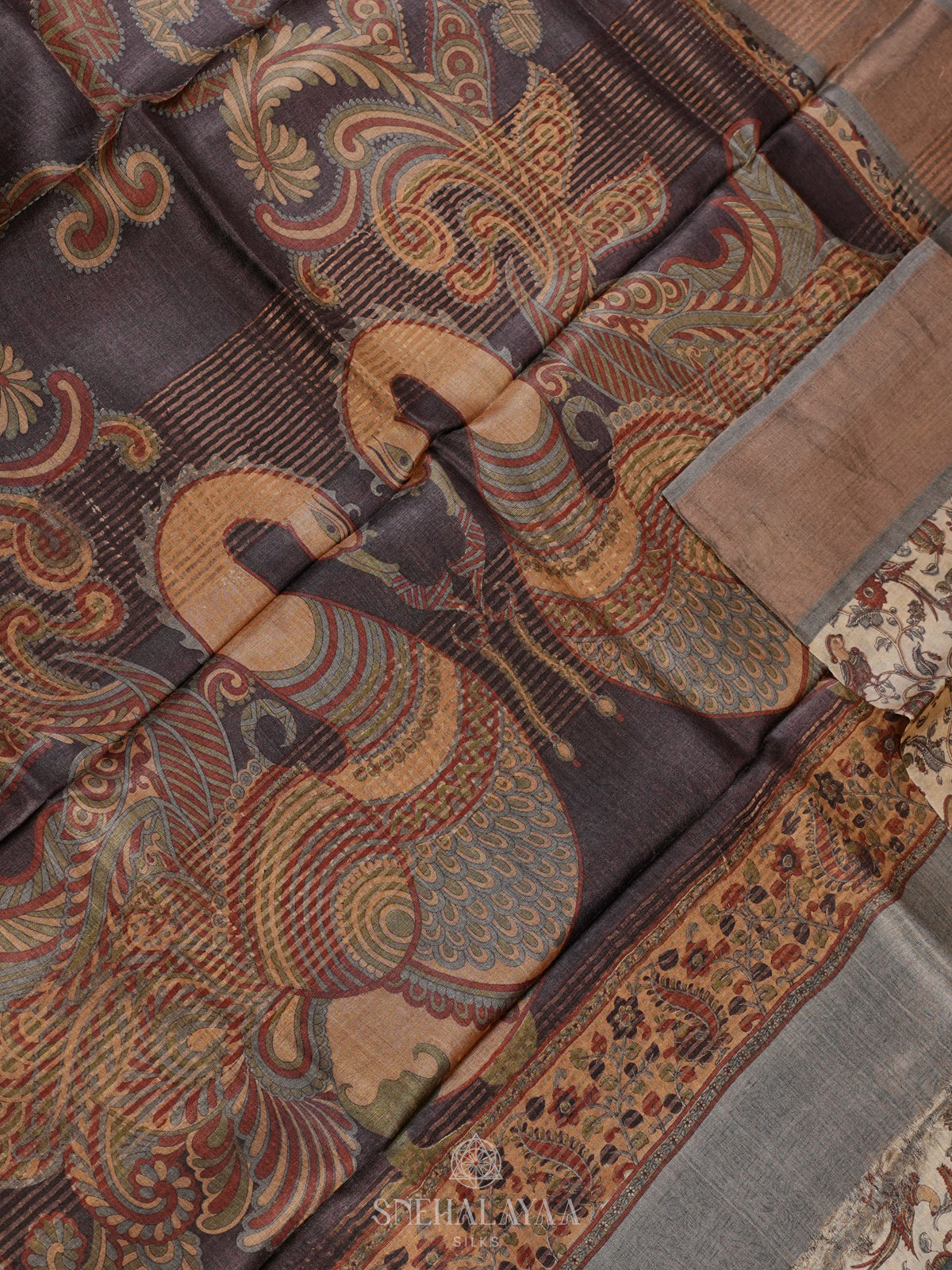 Beige Tussar Saree