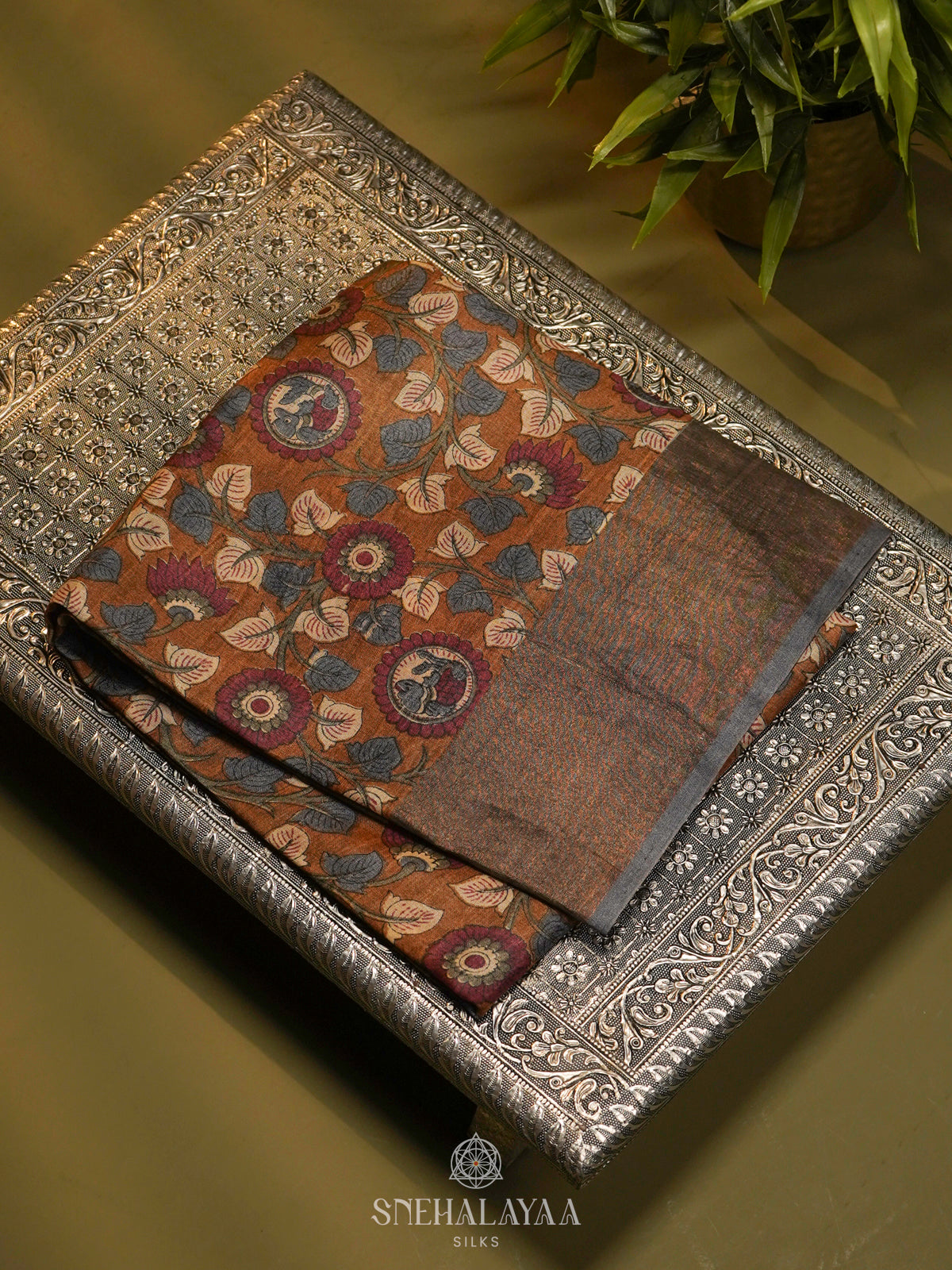 Brown Tussar Saree