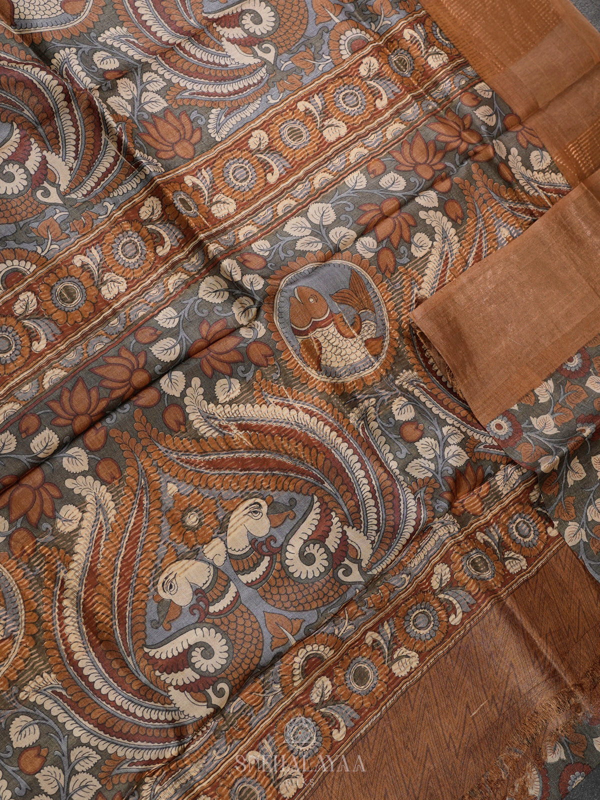 Brown Tussar Saree