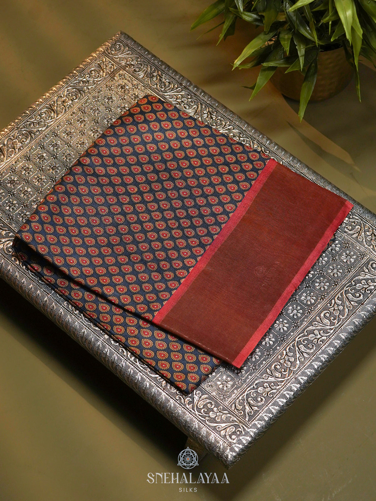 Blue Tussar Saree