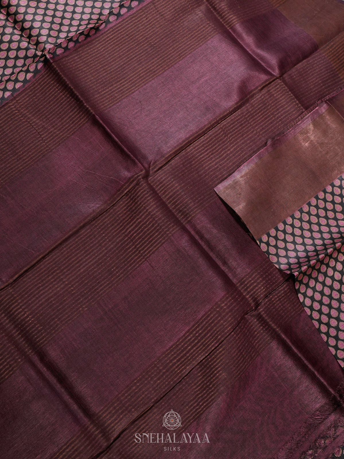 Black Tussar Saree