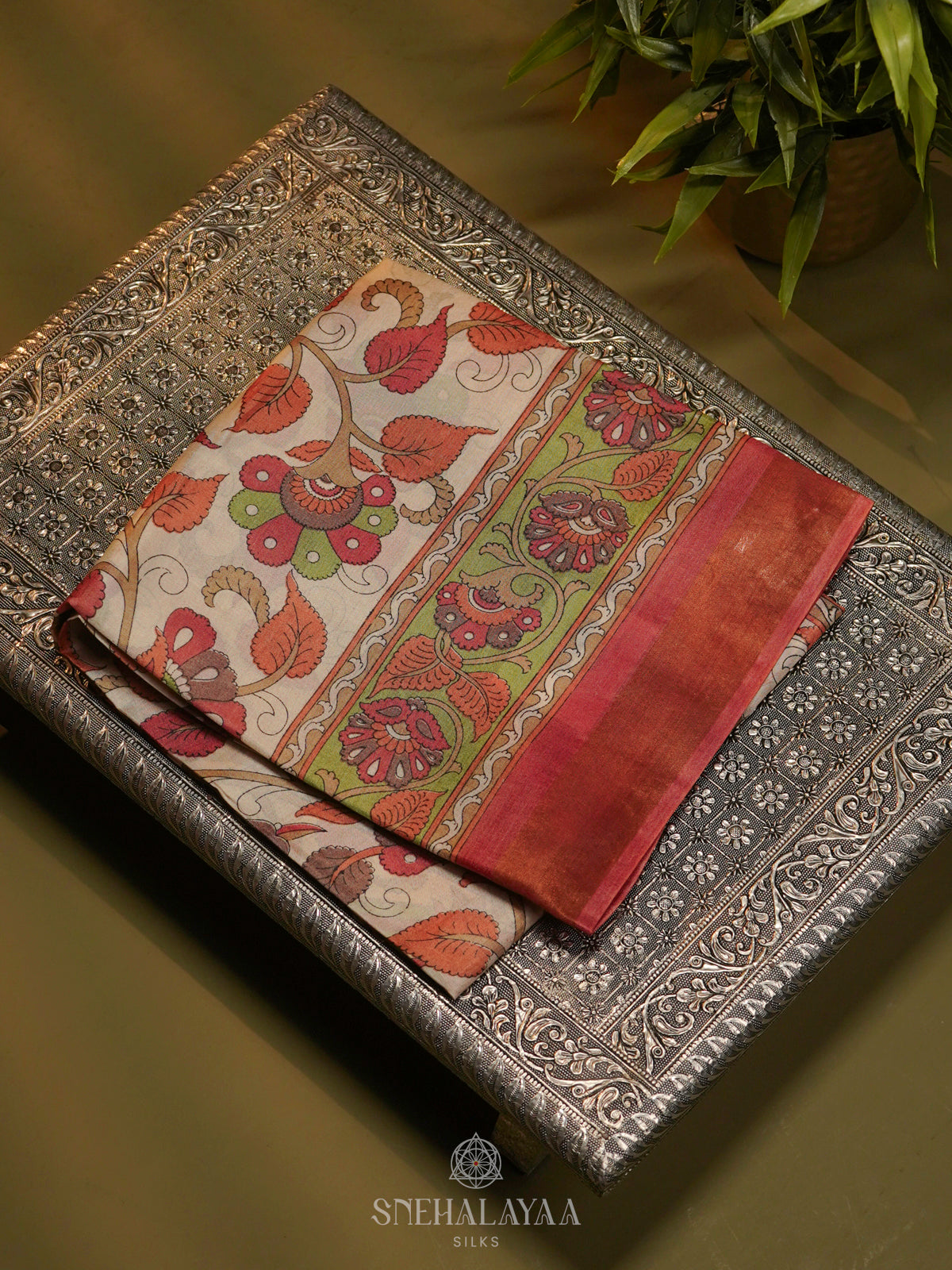 Beige Tussar Saree