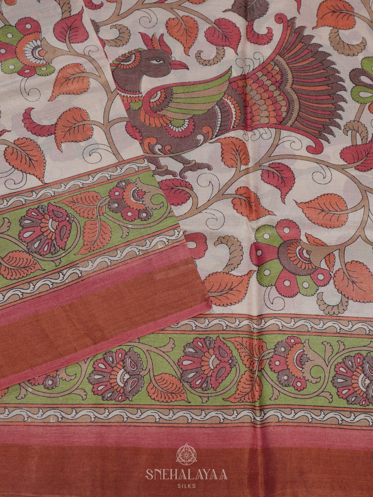 Beige Tussar Saree